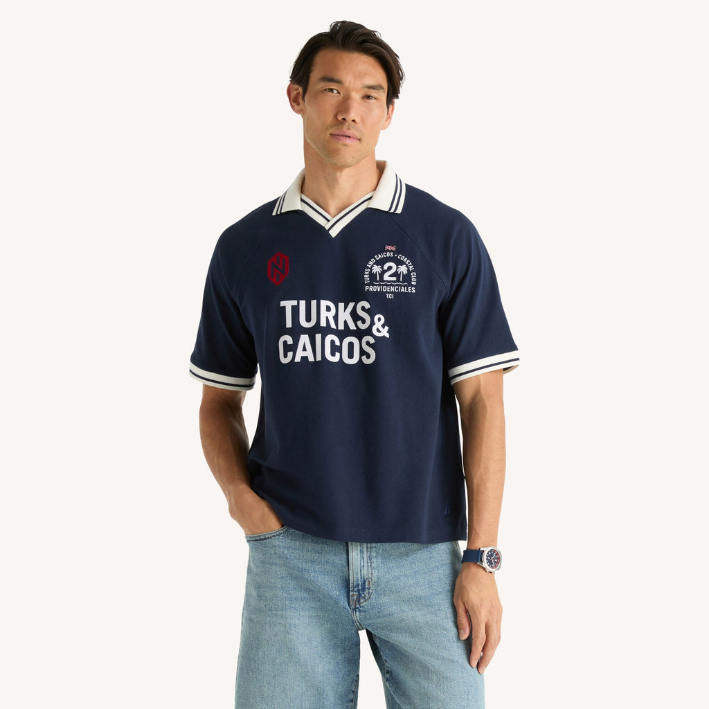 Nautica Mens Johnny Collar Polo