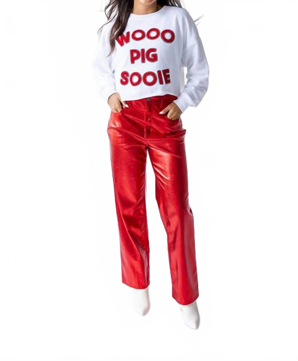 Arkansas Perkins Chenille Crewneck Top In White