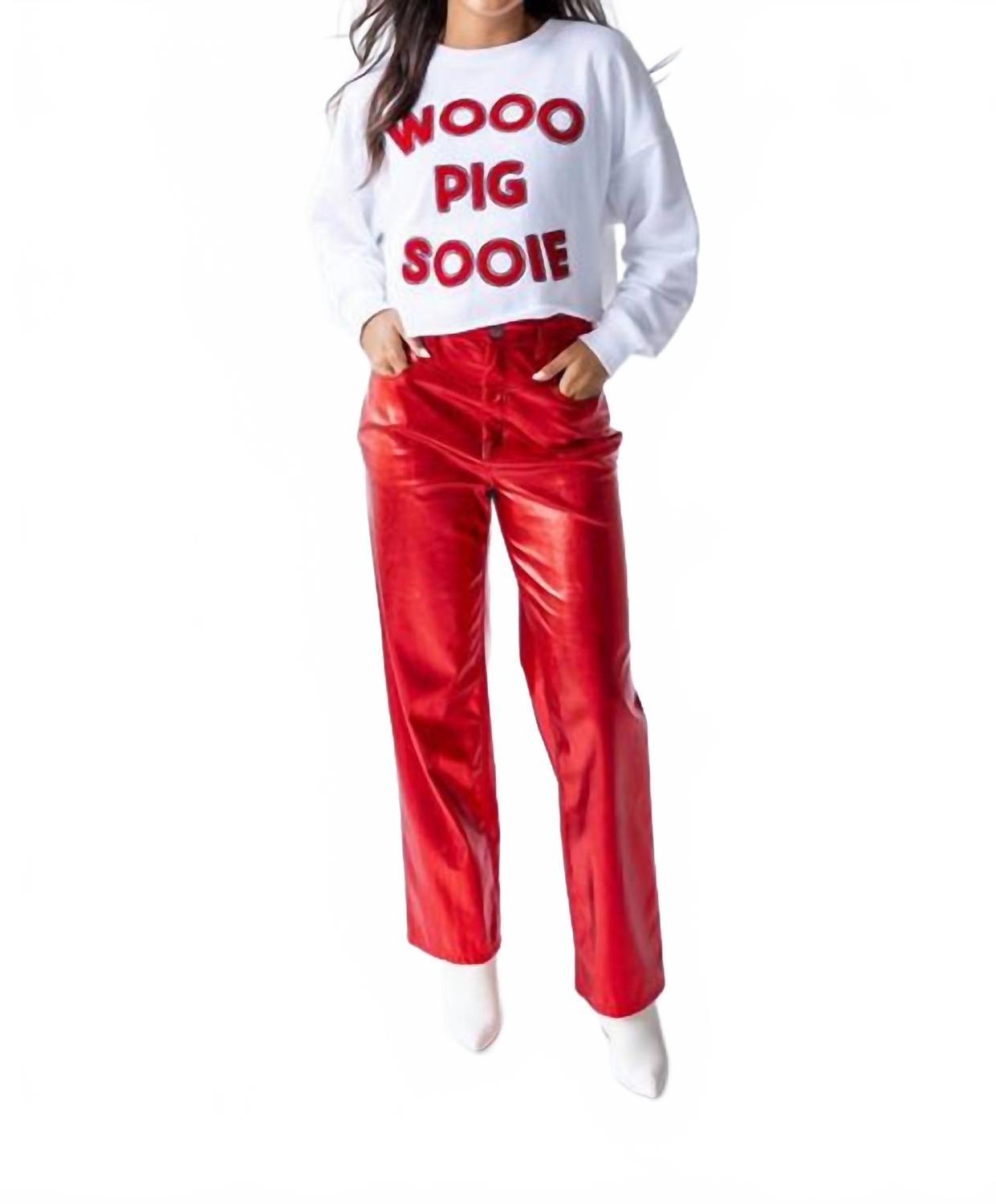Arkansas Perkins Chenille Crewneck Top In White