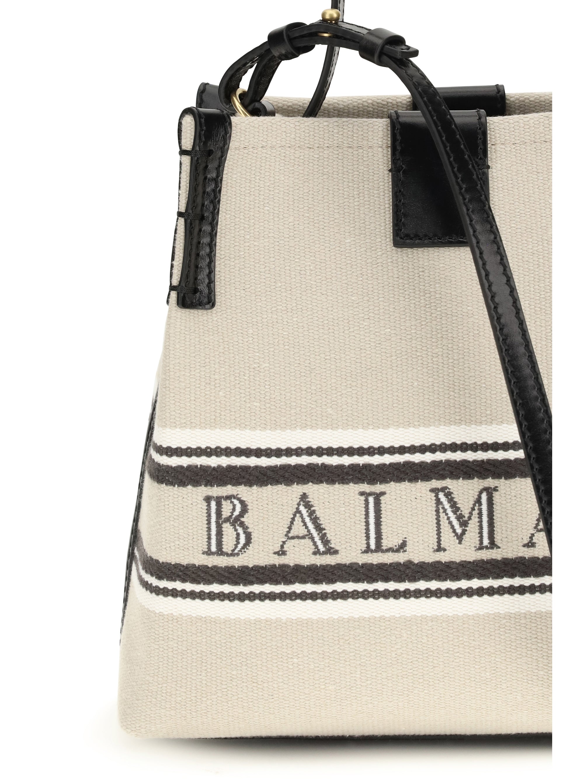 Balmain Women Release Bucket Bag In Canvas And Leather