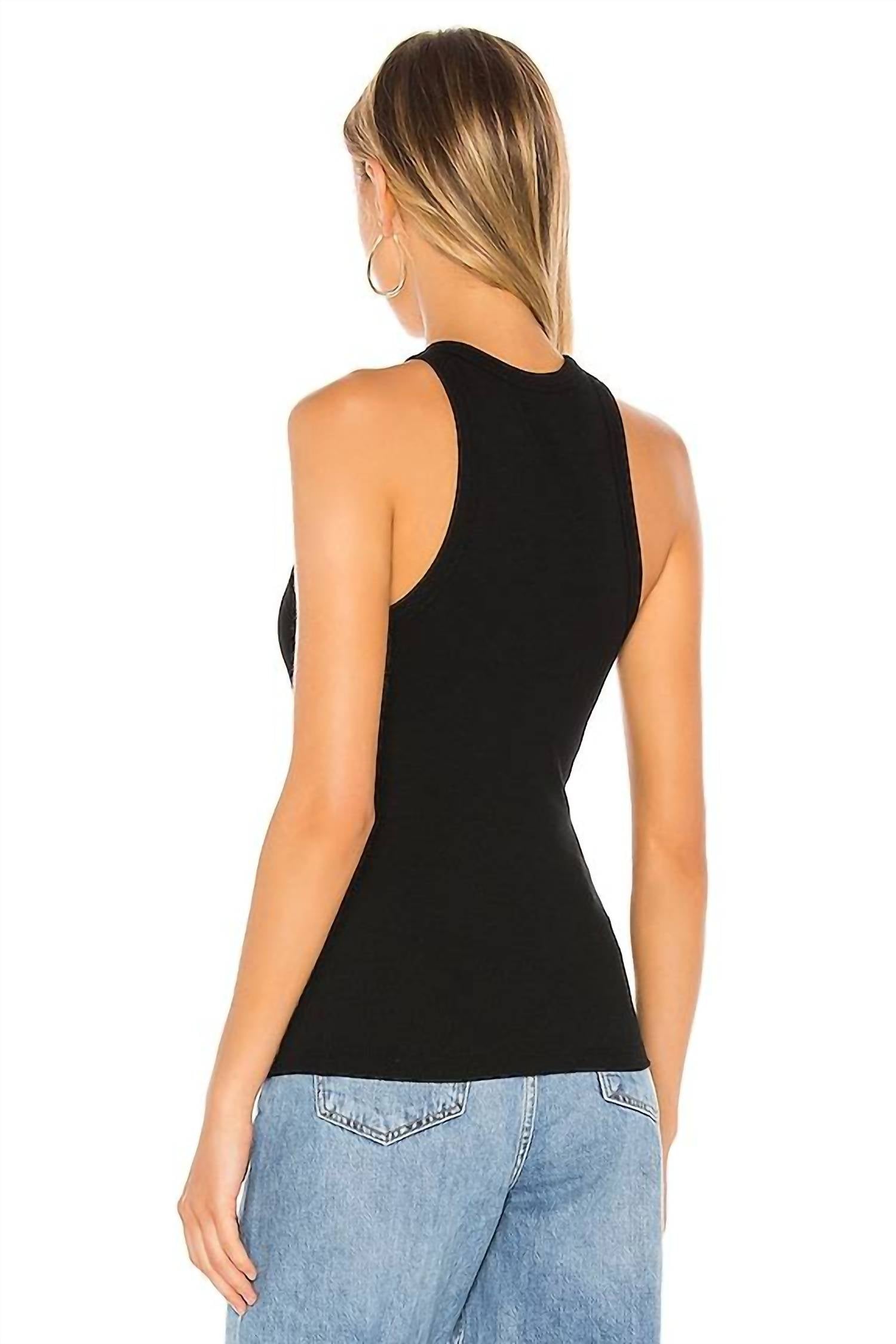 Eva Crewneck Tank Top In Black