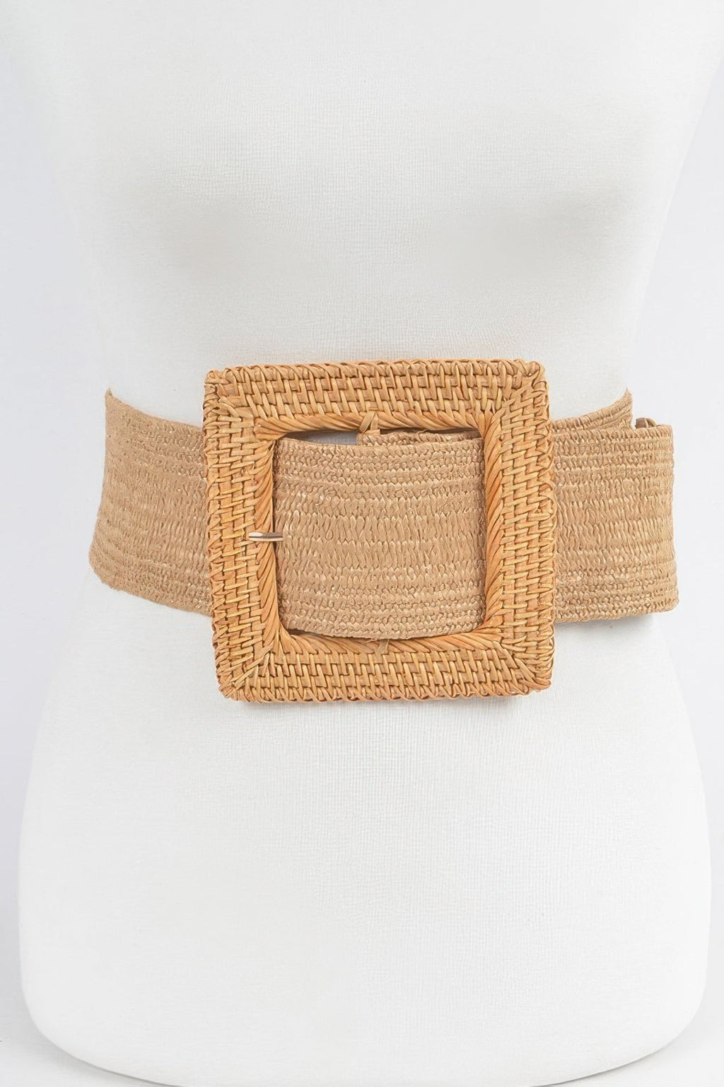 Oversized Bamboo Buckle Waist Elastic Belt