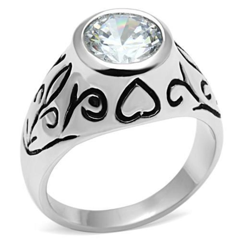 Rhodium Brass Ring with AAA Grade CZ in Clear