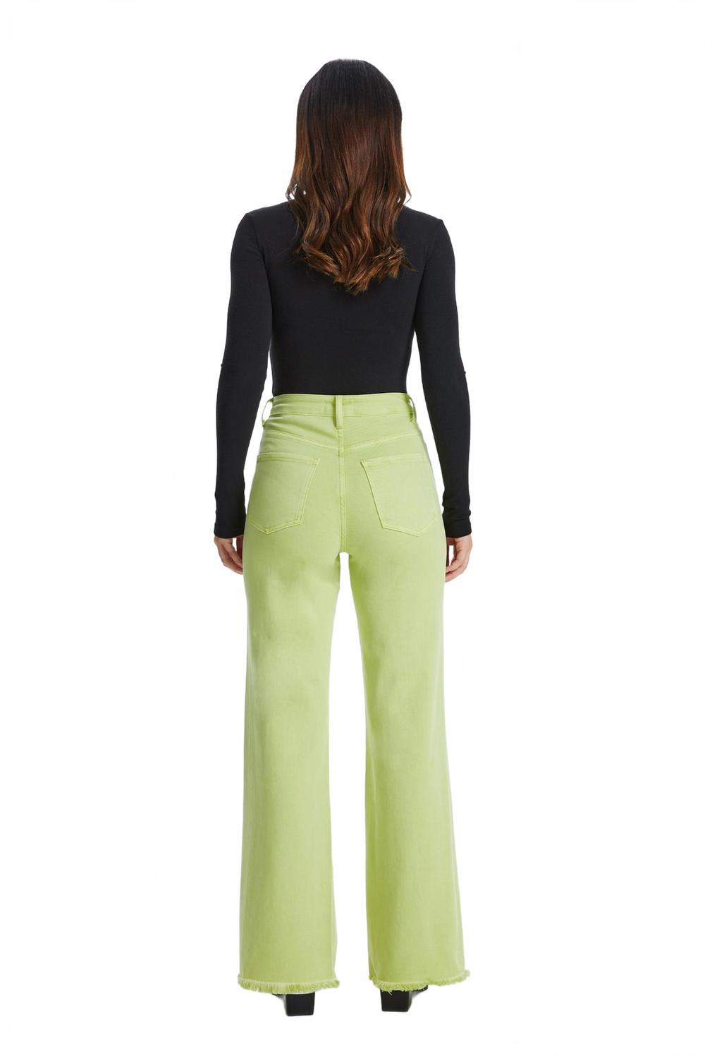 Stella High Rise Wide Leg Jeans In Pistachio
