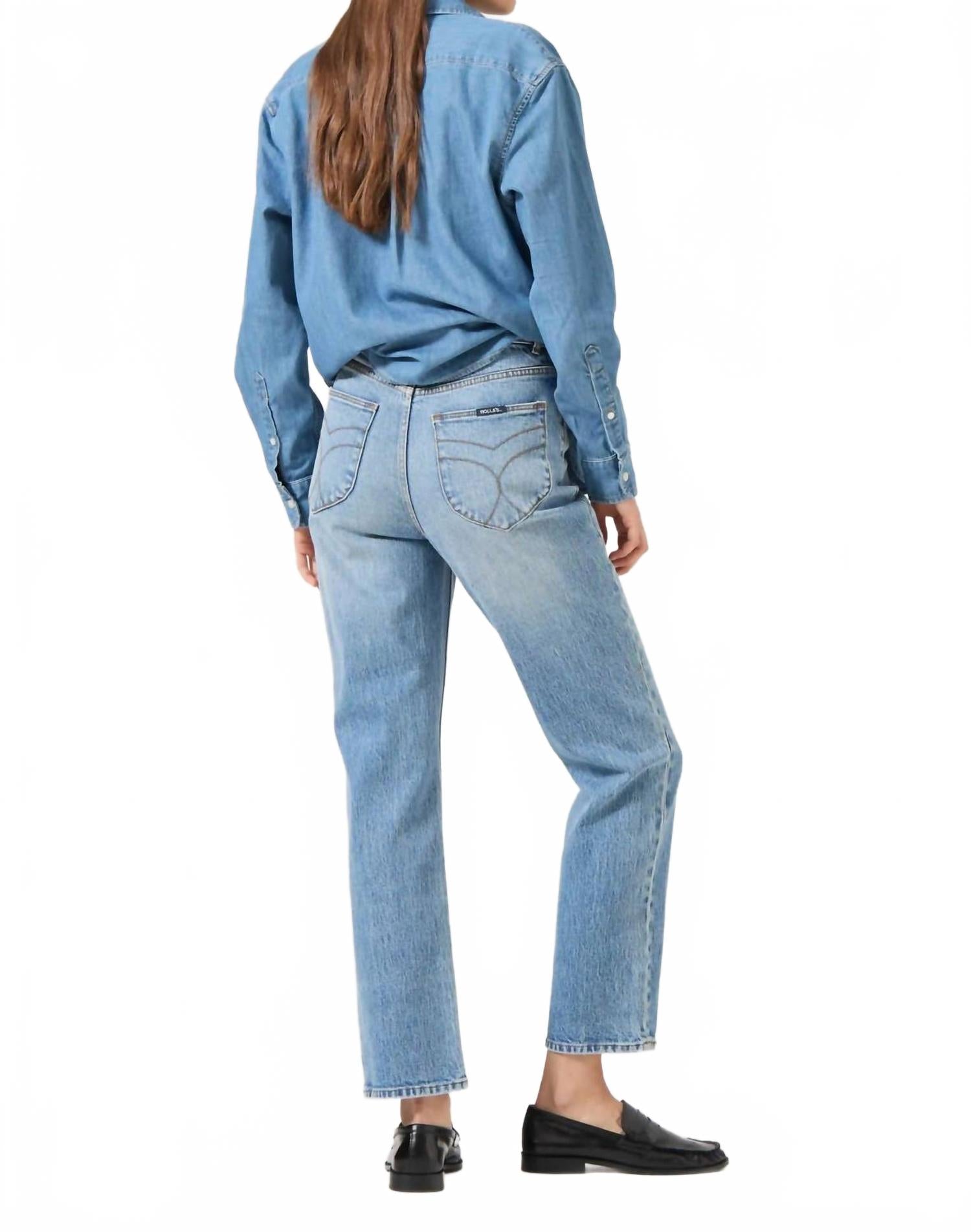 Loulou High Rise Straight Leg Jean In Lennon Blue