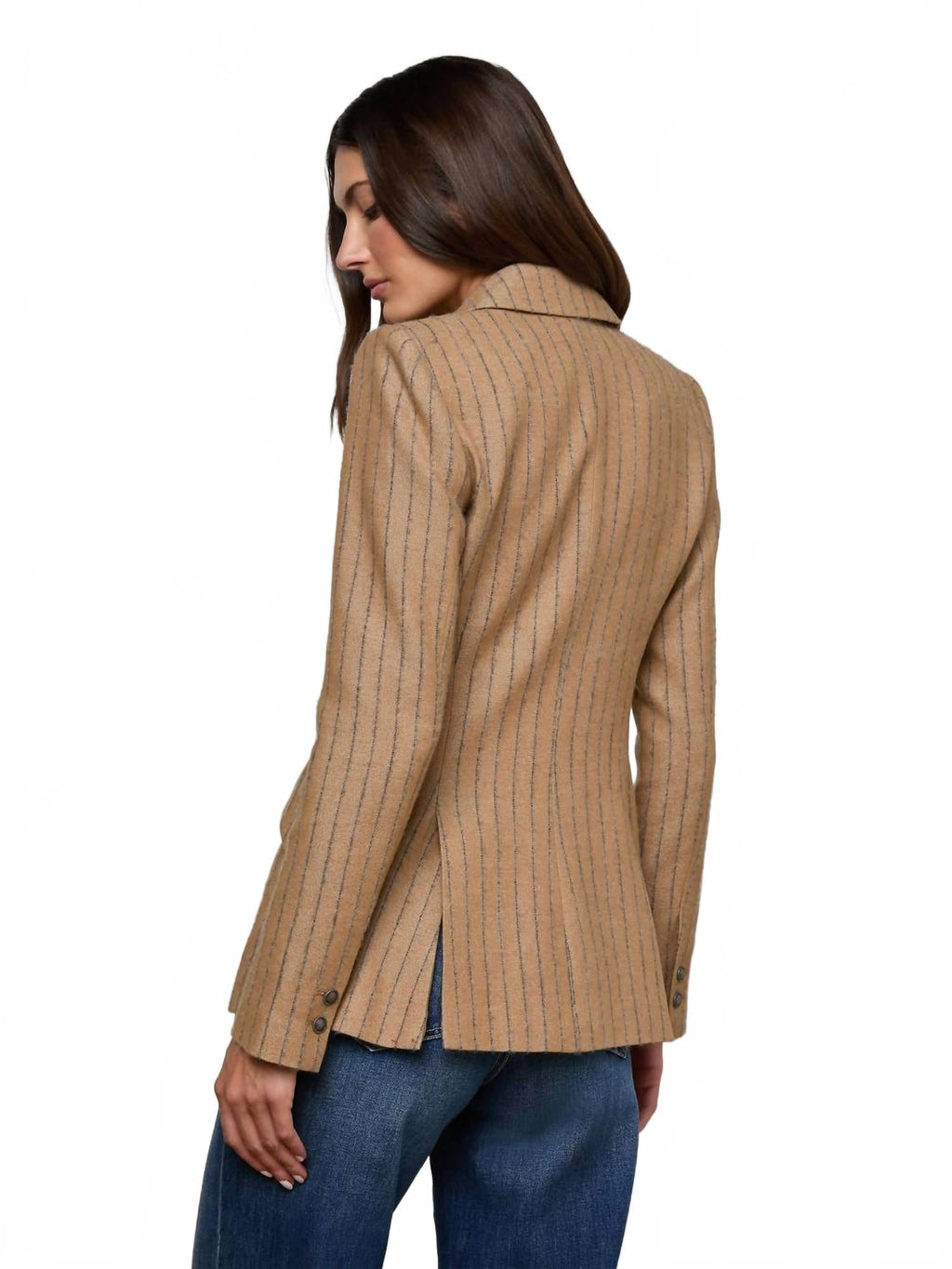 Chamberlain Pinstripe Blazer In Tan / Charcoal Stripe