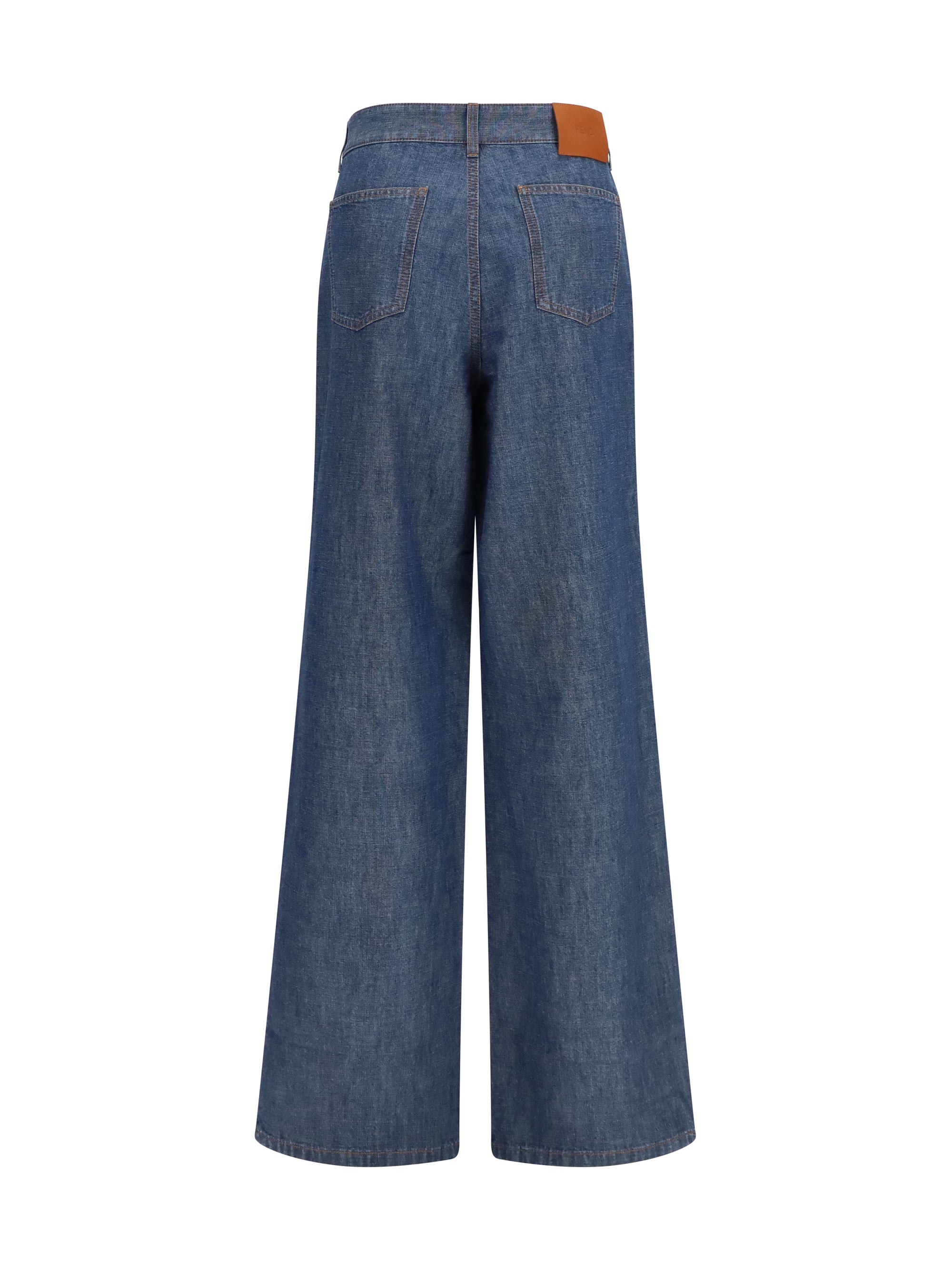 Fendi Women Wide-Leg Chambray Jeans