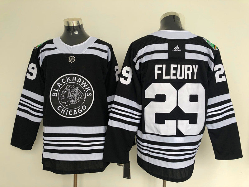 Men's Chicago Blackhawks Marc Andre Fleury #29 Black Breakaway Player jersey