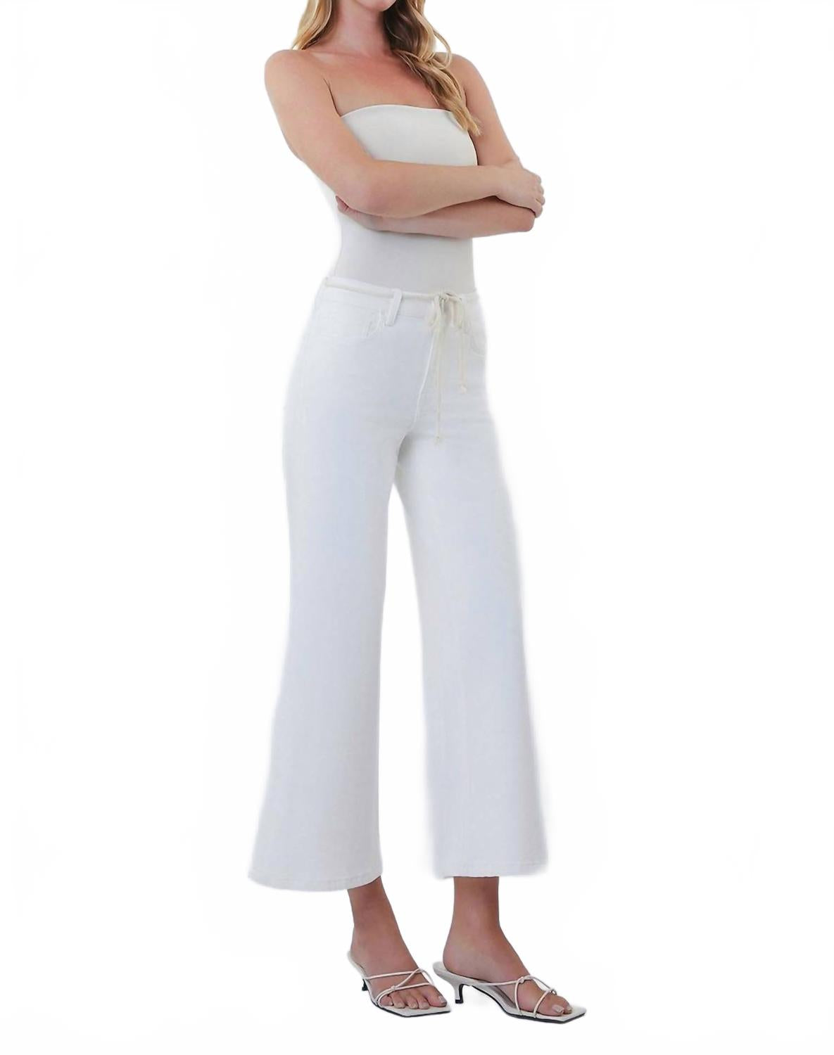 High Rise Crop Wide Leg Pants In White
