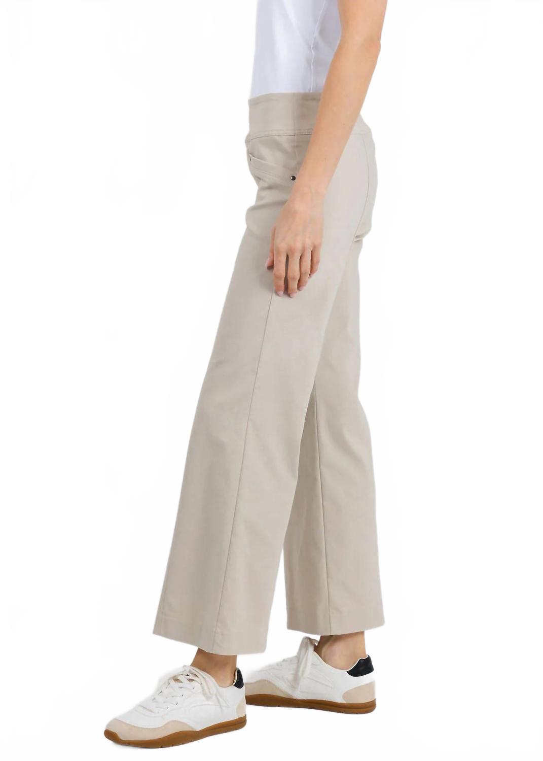 Stretch Wide Leg Pants In Khaki