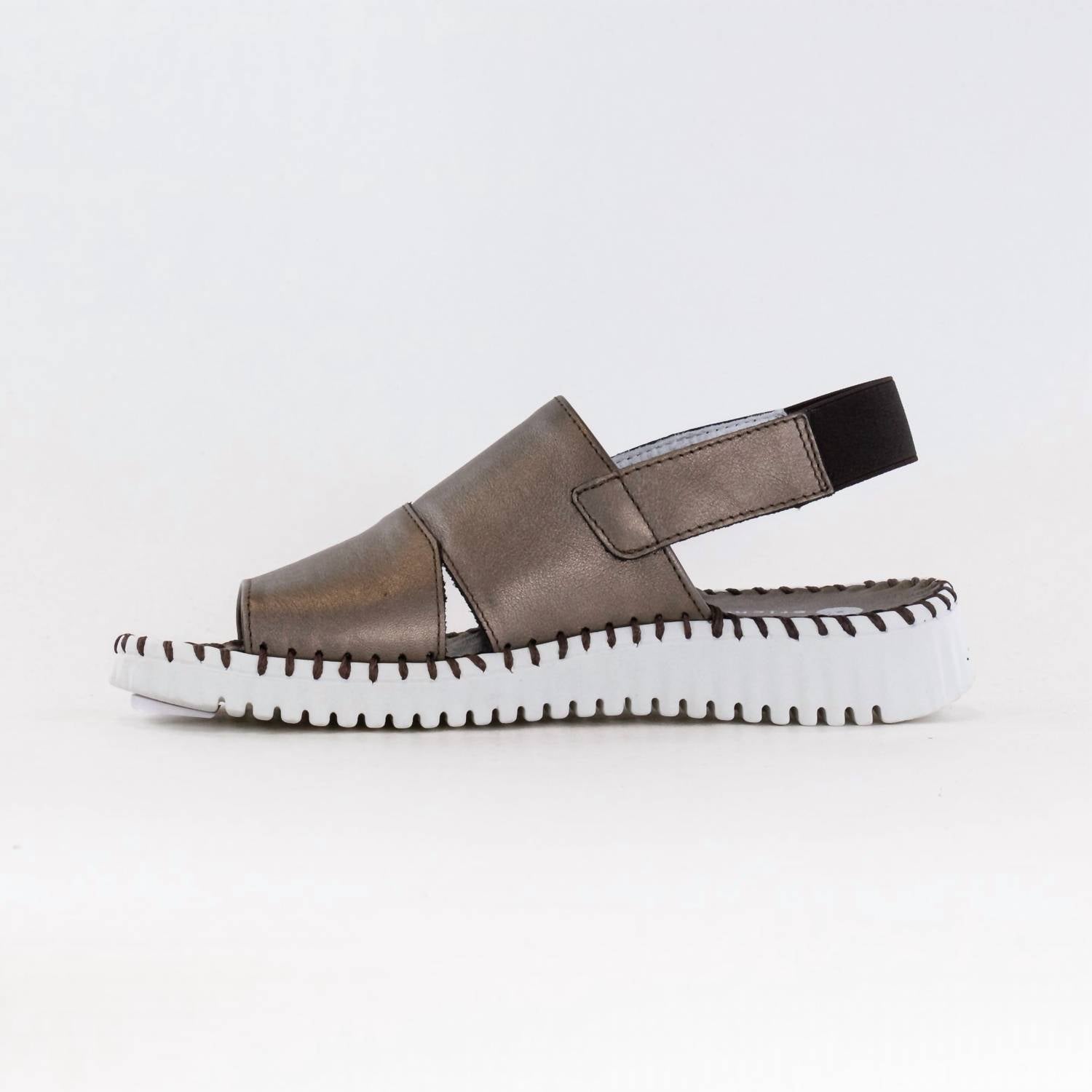 Women's Sola Leather Sandals In Pewter