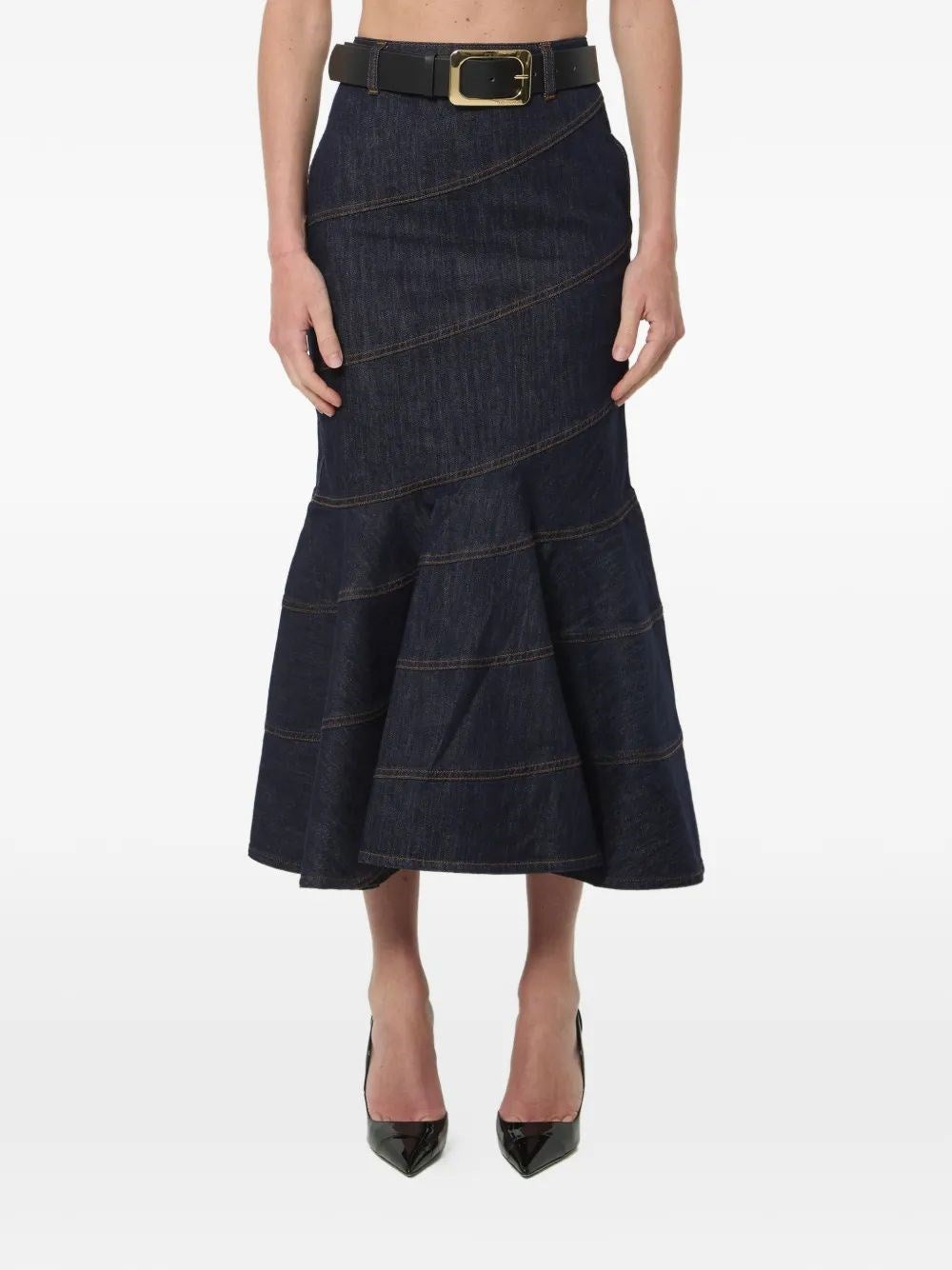 Self-Portrait Women Midi Skirt With Belt