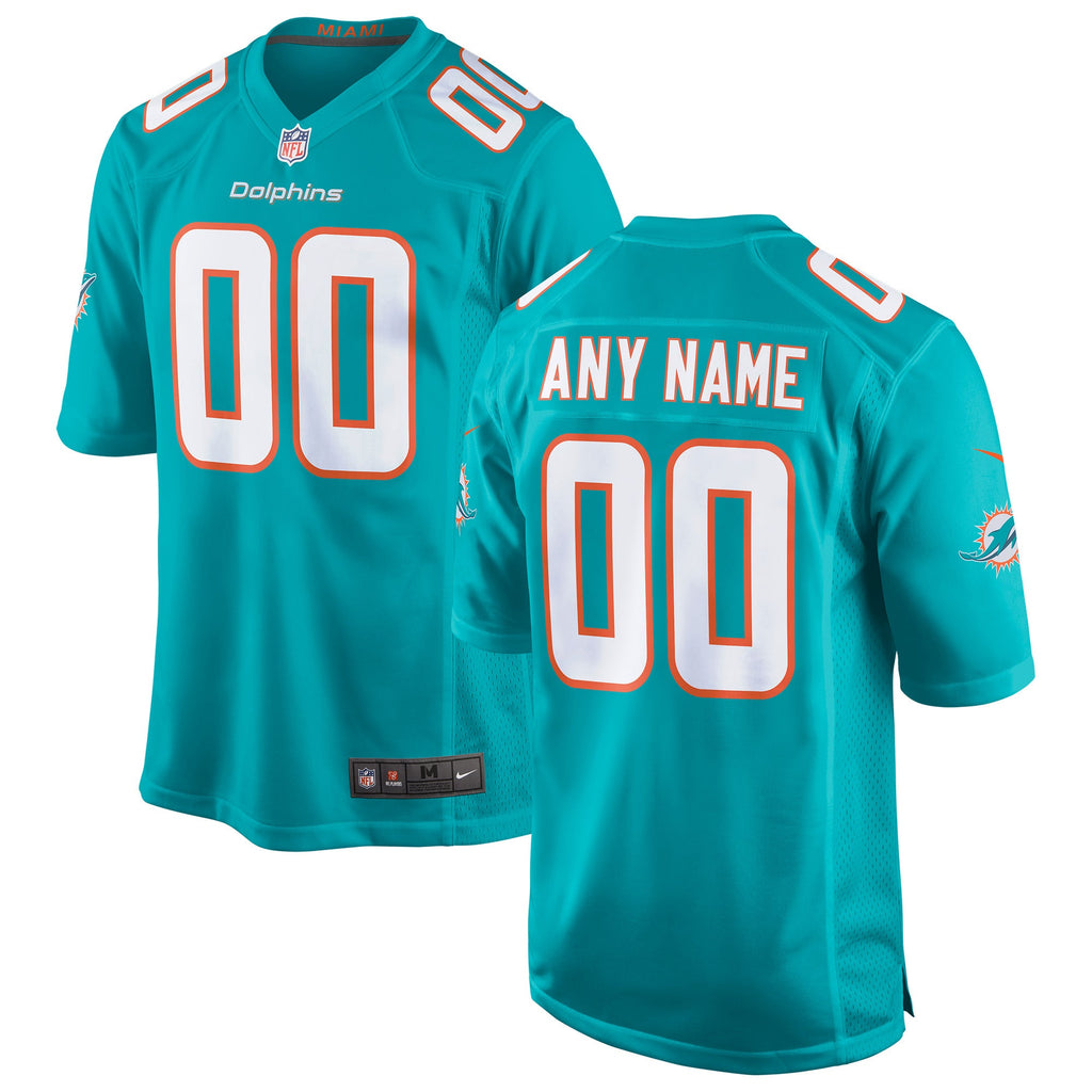 Miami Dolphins Aqua Custom Game Jersey