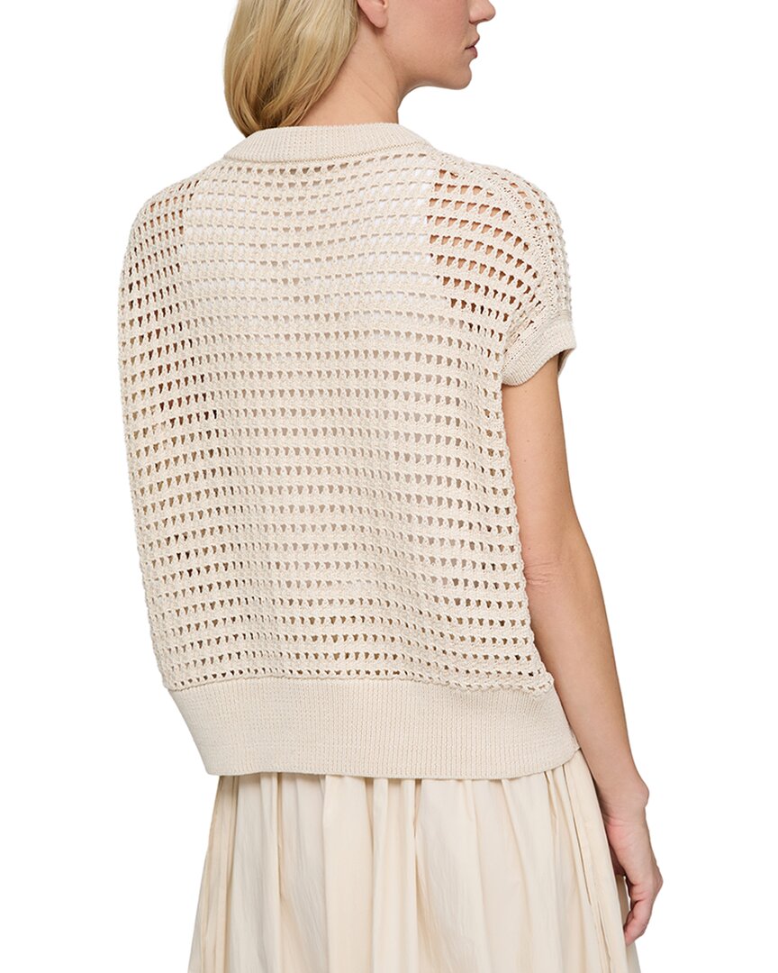 Lafayette 148 New York Petite Open Stitch Zip Front Sweater