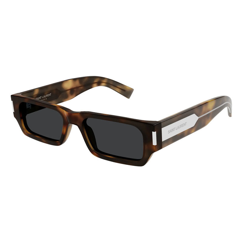 Saint Laurent Sunglasses Rectangle Full Rim, Havana Frame And Grey Lens Sl660002