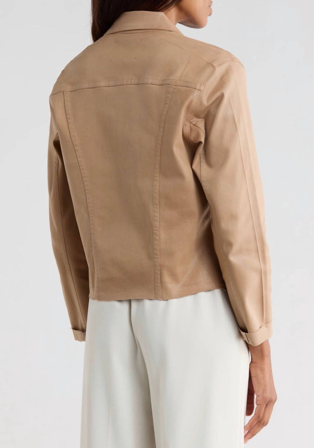Janelle Slim Fit Raw Hem Jacket In Cappuccino