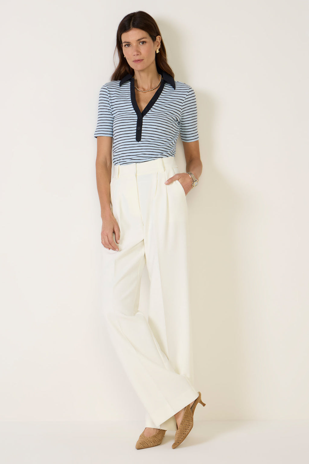 Women's Catie Ribbed Polo Top