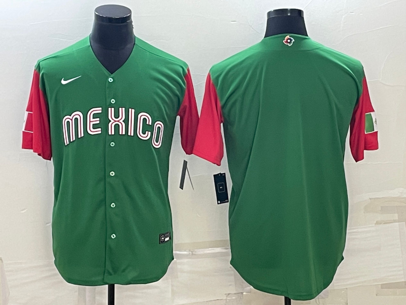 Men's 2023 World Baseball Classic Mexico Green/Red Blank jersey