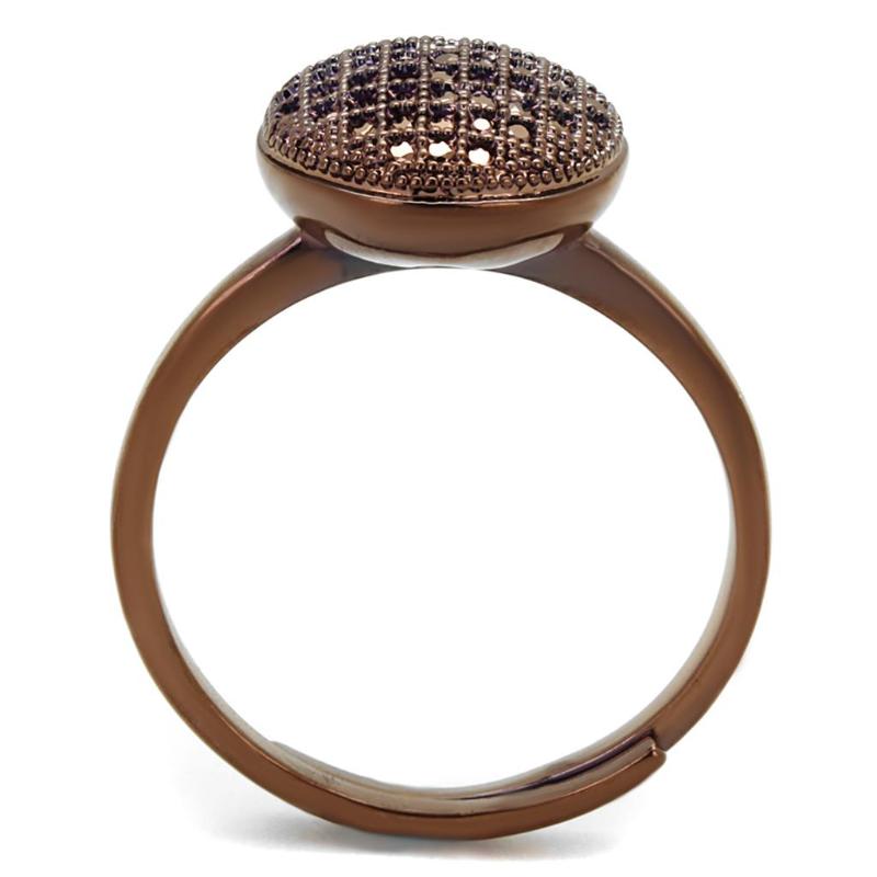 IP Coffee light Brass Ring with AAA Grade CZ in Light Coffee