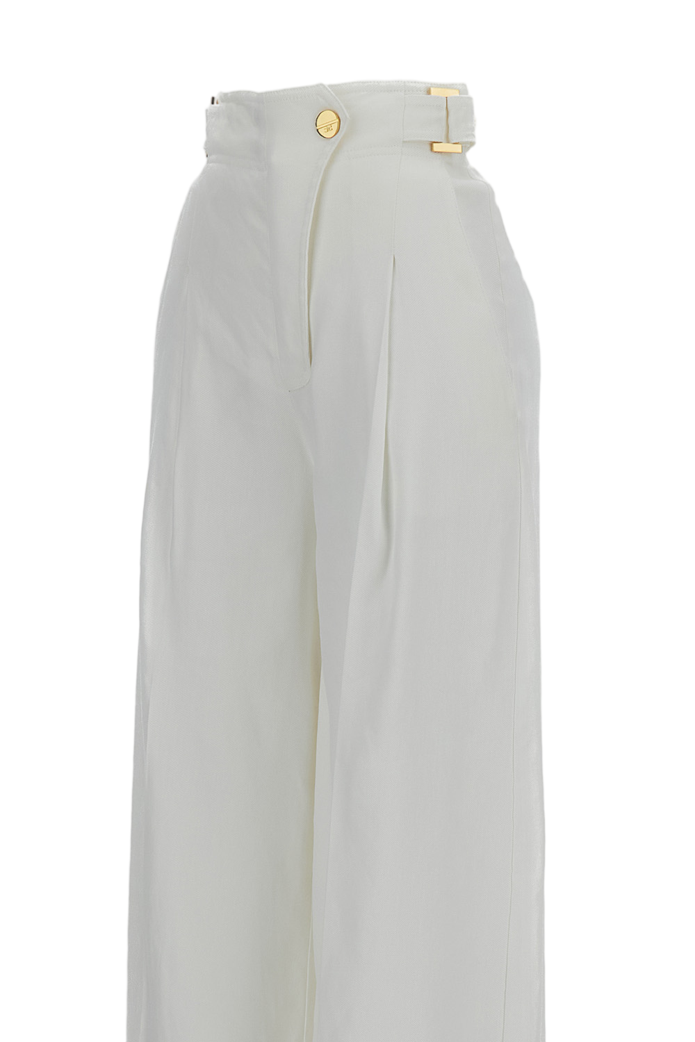 Ivory Linen Blend Palazzo Trousers
