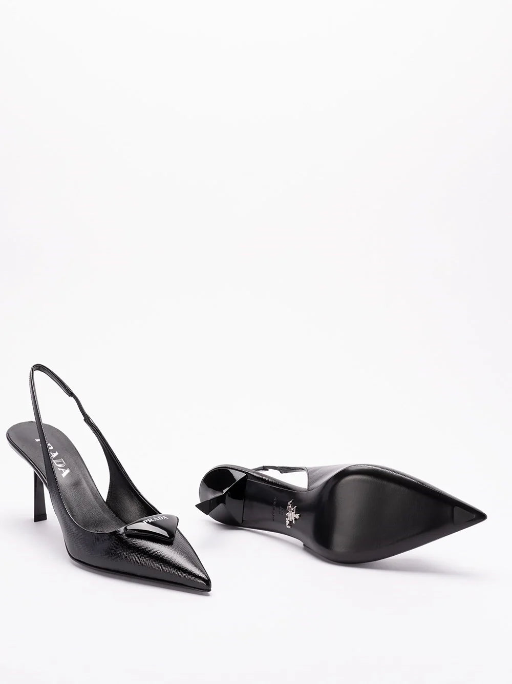 Prada Women Saffiano Patent Leather Slingback Pumps