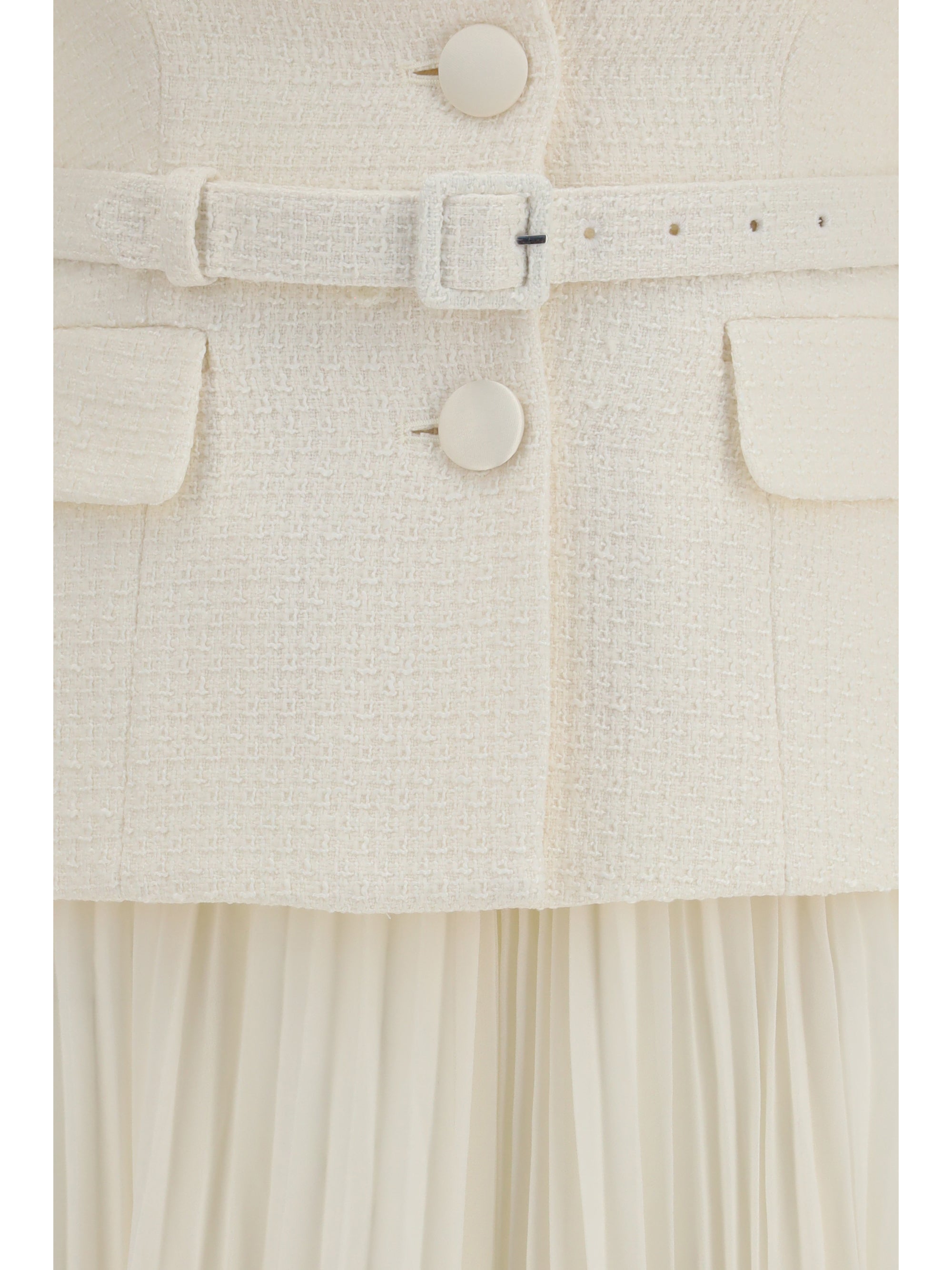 Self-Portrait Women Bouclé Midi Dress With Shawl Collar