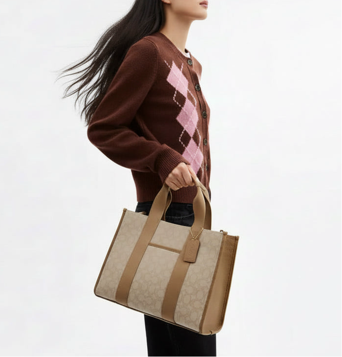 NWT Coach Smith Tote In Signature Jacquard & Leather