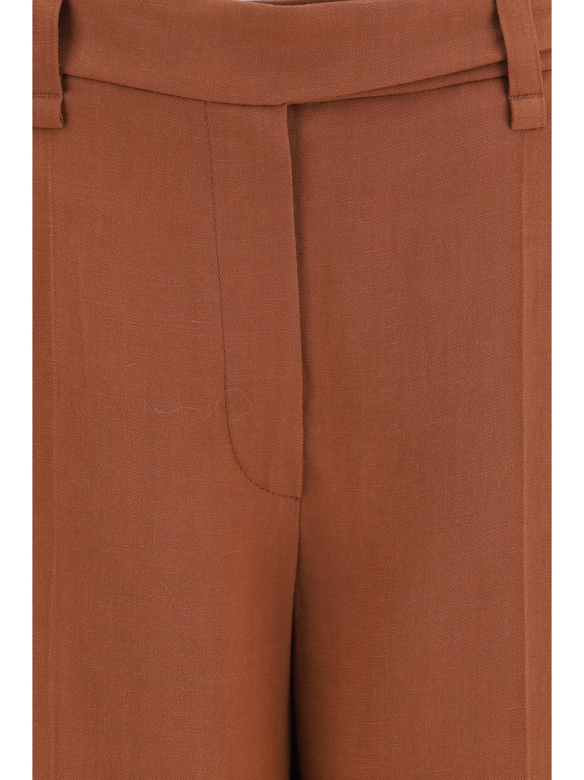 Brunello Cucinelli Women Cigarette Pants In Fluid Viscose And Linen Twill