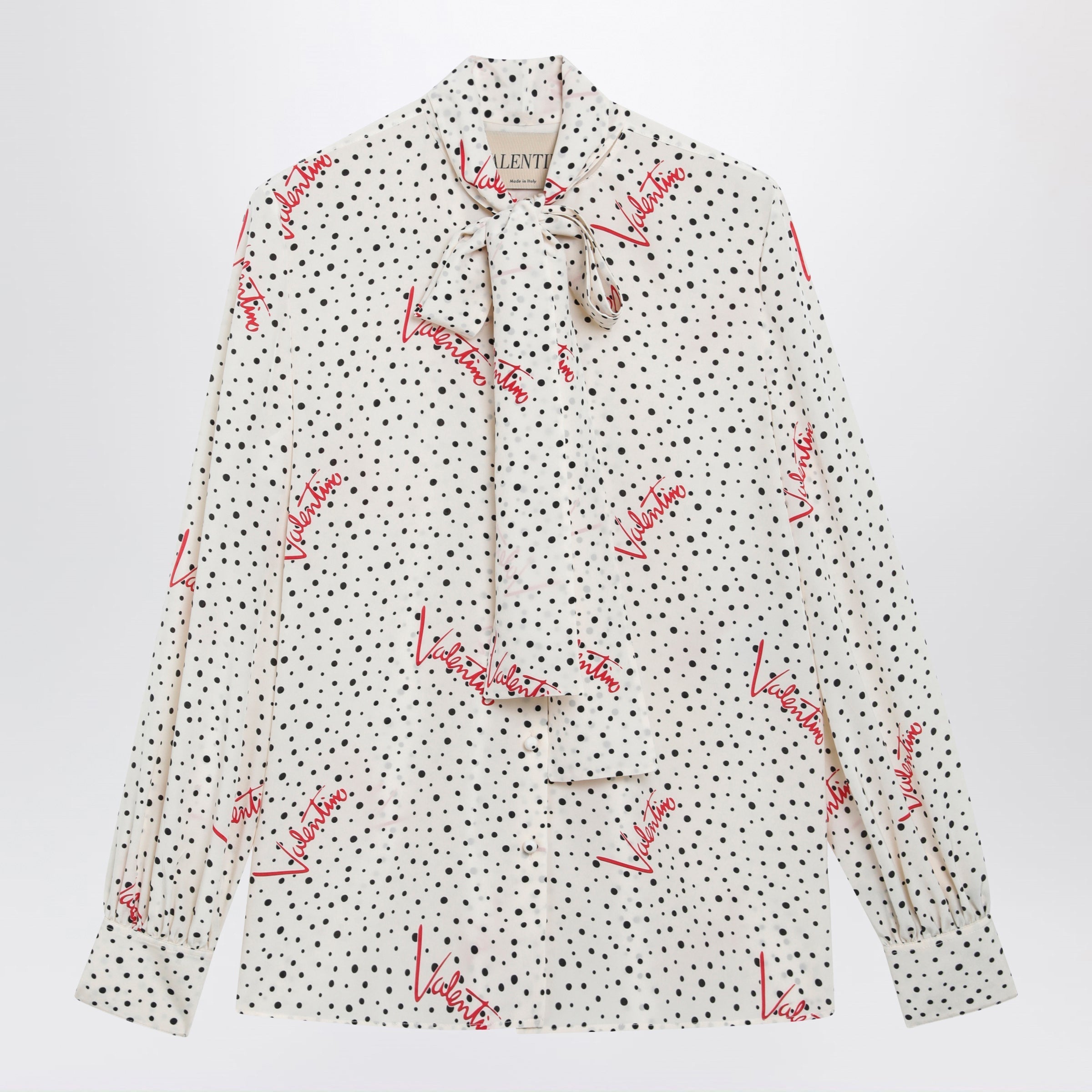 Valentino Vanilla Silk Shirt With Logo Print Women
