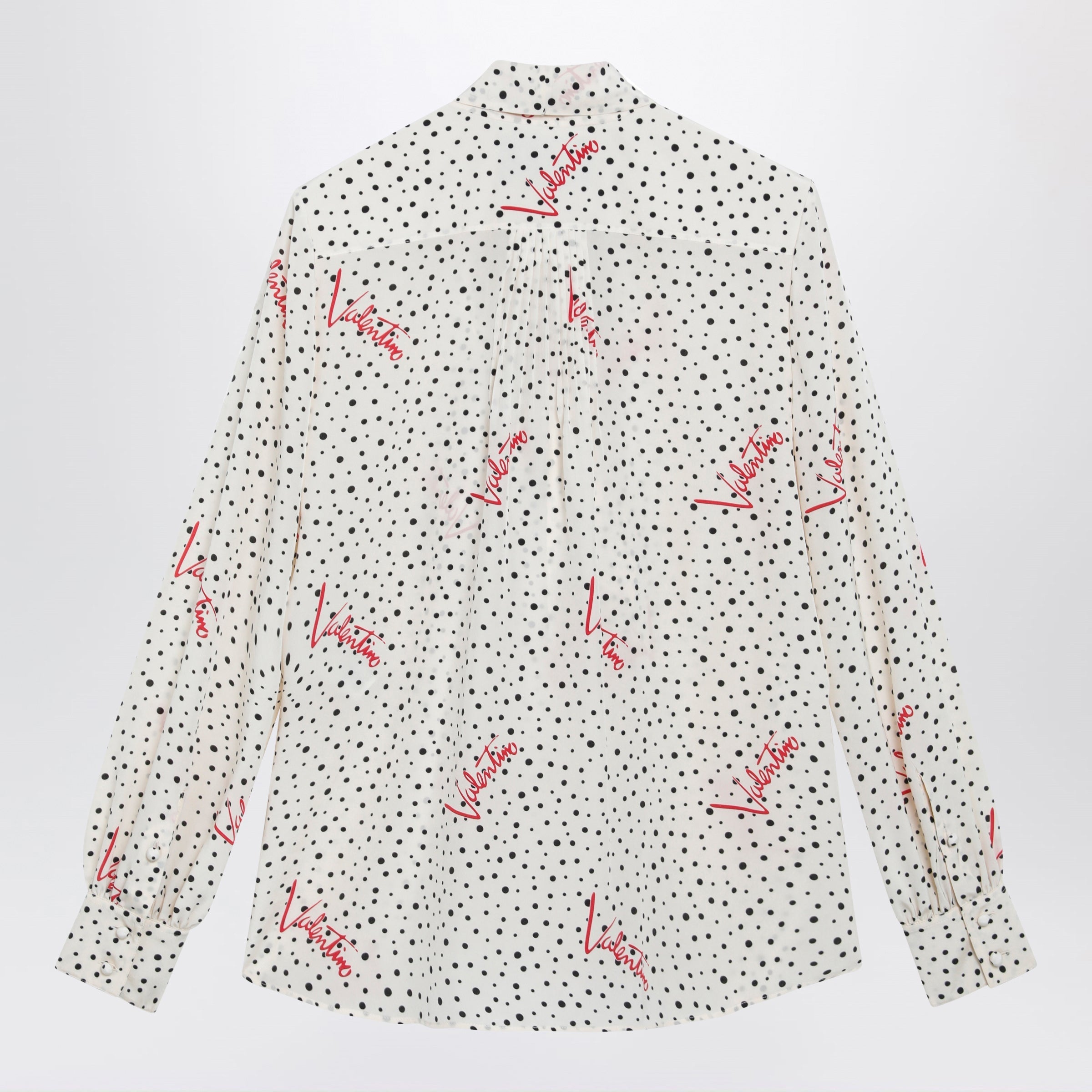 Valentino Vanilla Silk Shirt With Logo Print Women