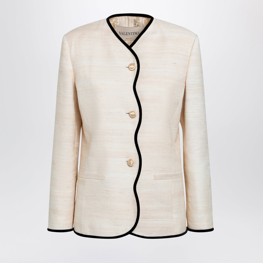Valentino Milk-Honey Coloured Silk And Linen Jacket Women