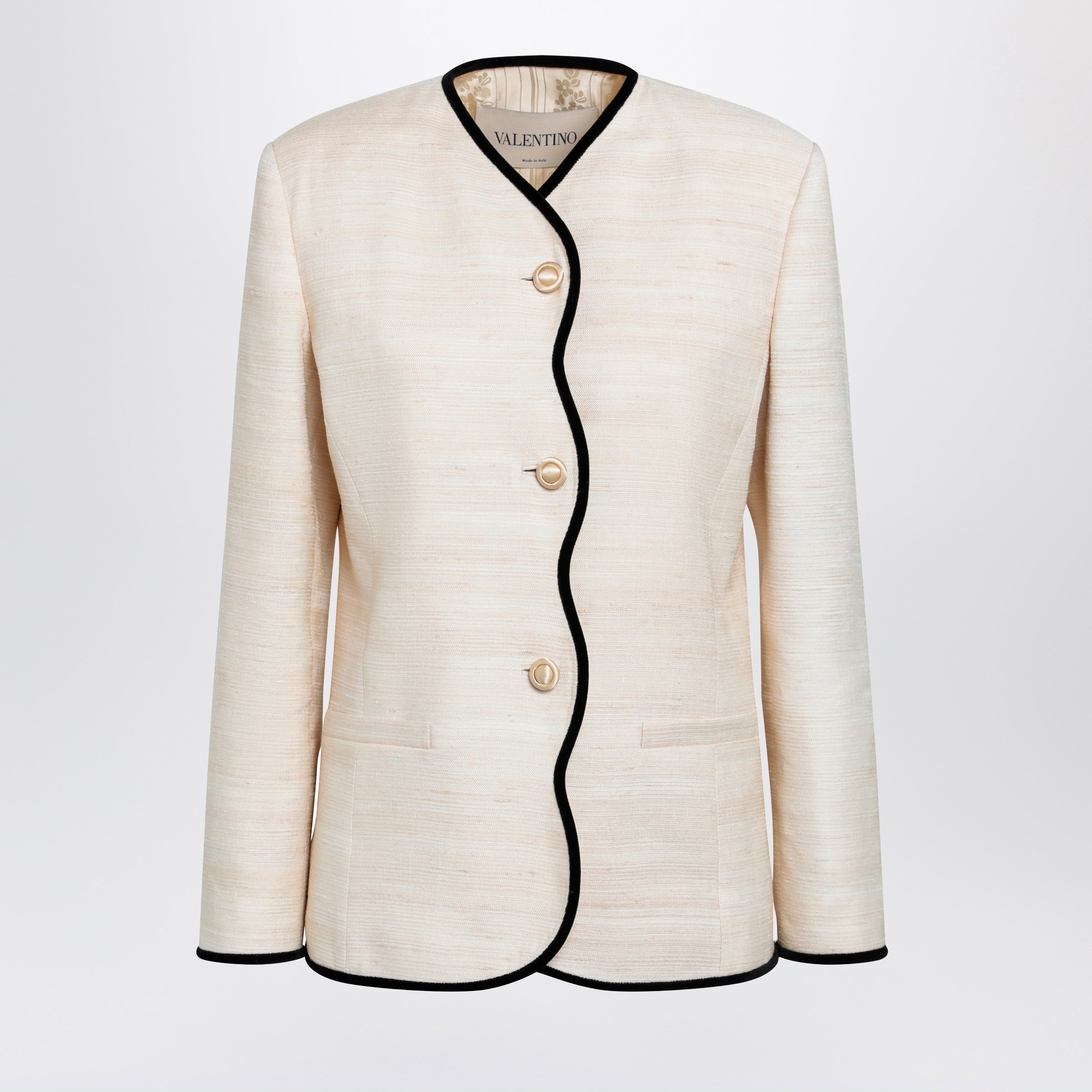 Valentino Milk-Honey Coloured Silk And Linen Jacket Women