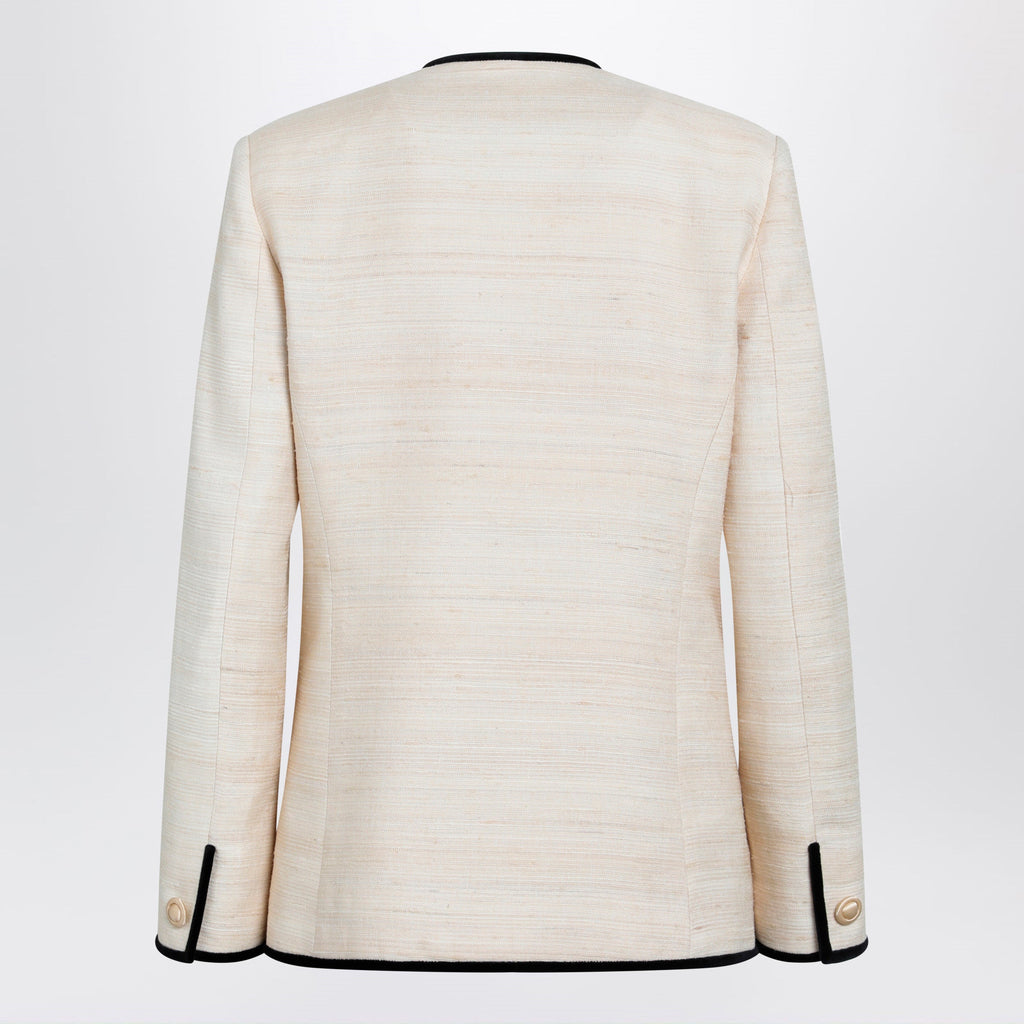 Valentino Milk-Honey Coloured Silk And Linen Jacket Women