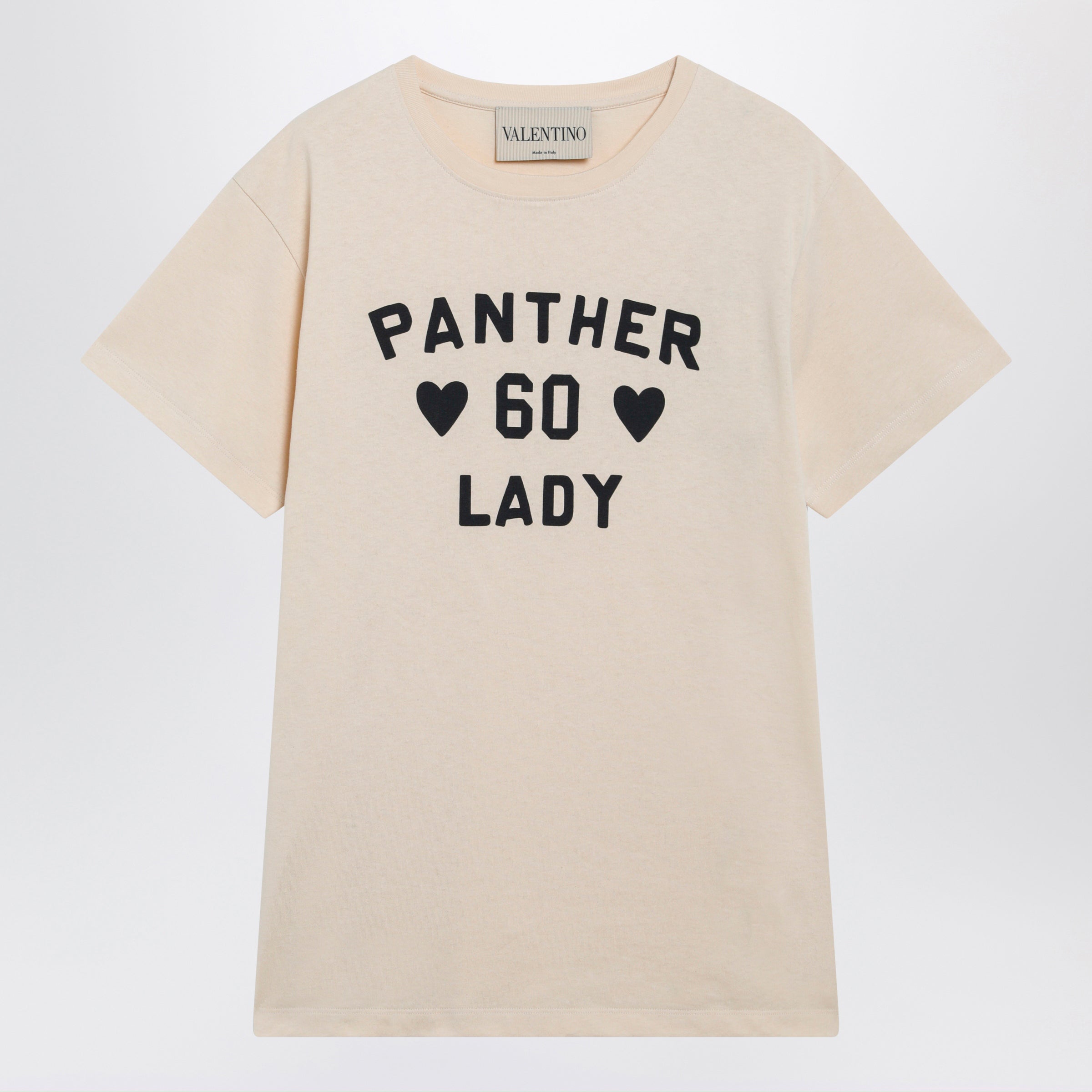 Valentino Panther Lady Cotton Jersey T-Shirt In Birch/Black Women