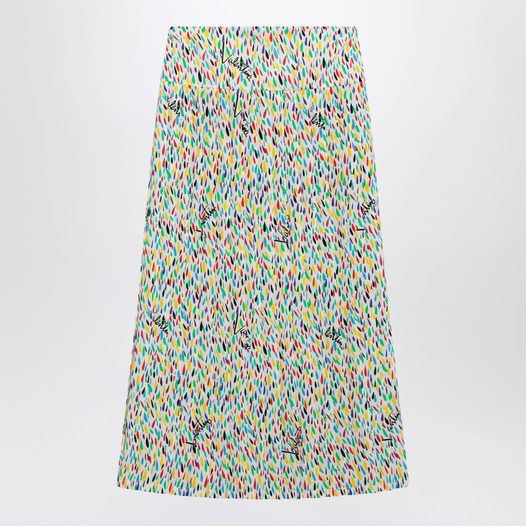 Valentino Multicolored Pleated Silk Midi Skirt Women