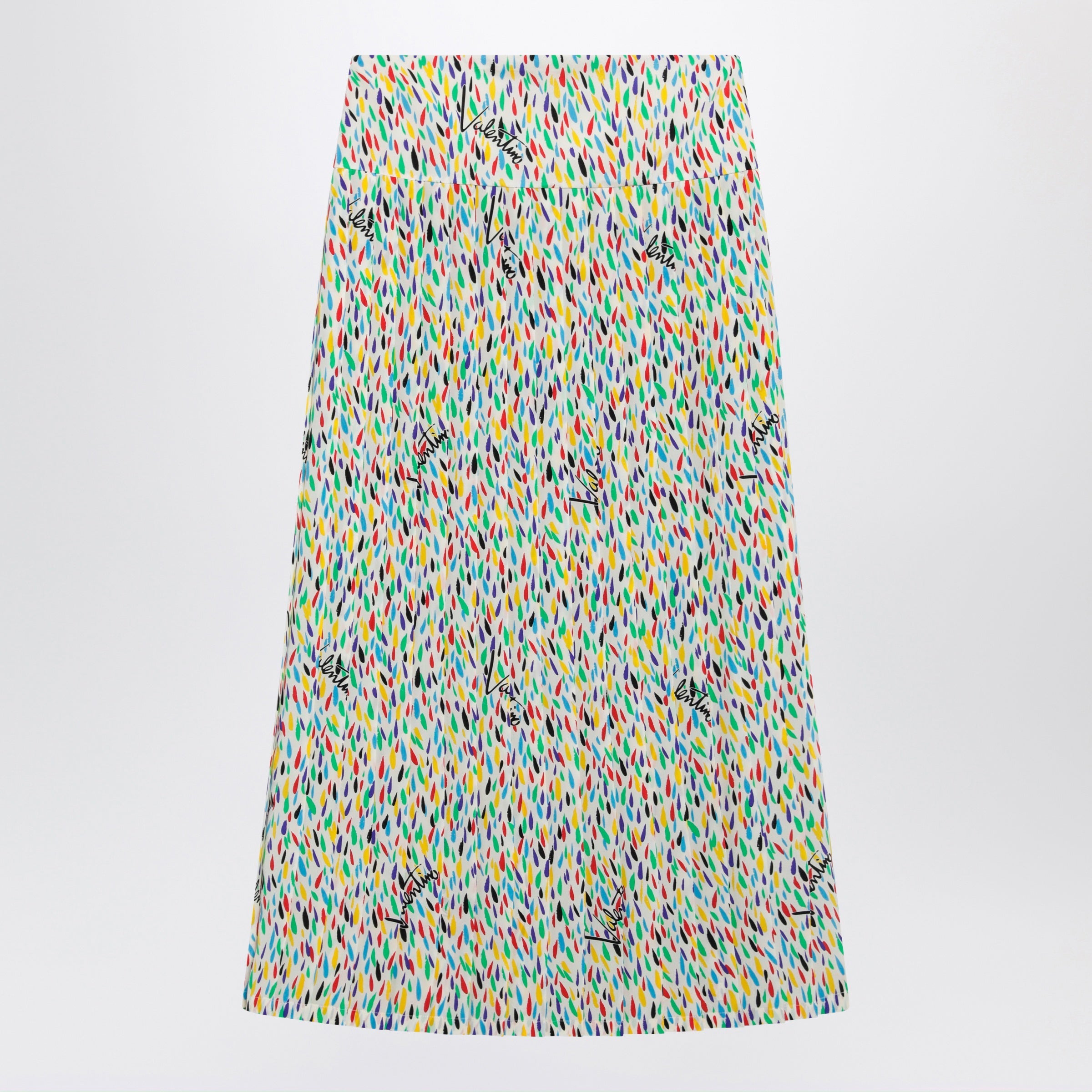 Valentino Multicolored Pleated Silk Midi Skirt Women