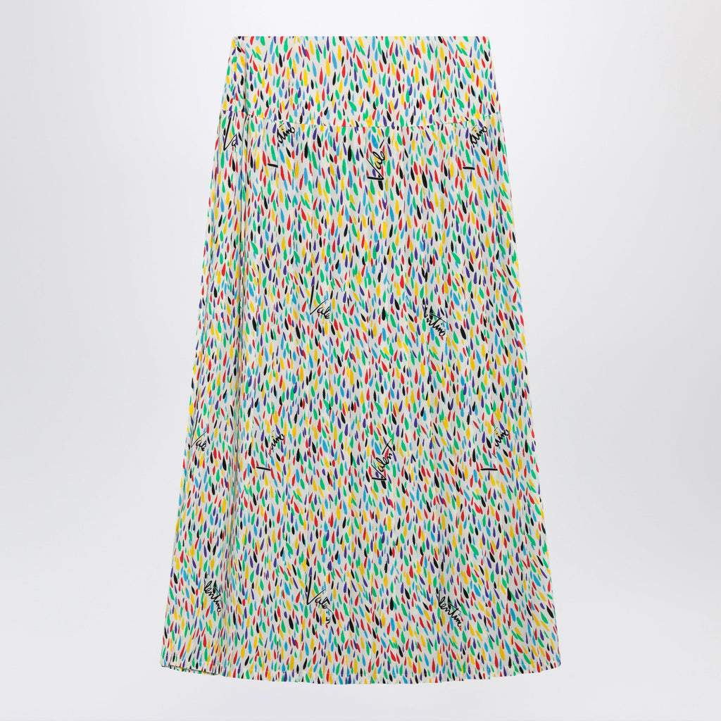 Valentino Multicolored Pleated Silk Midi Skirt Women
