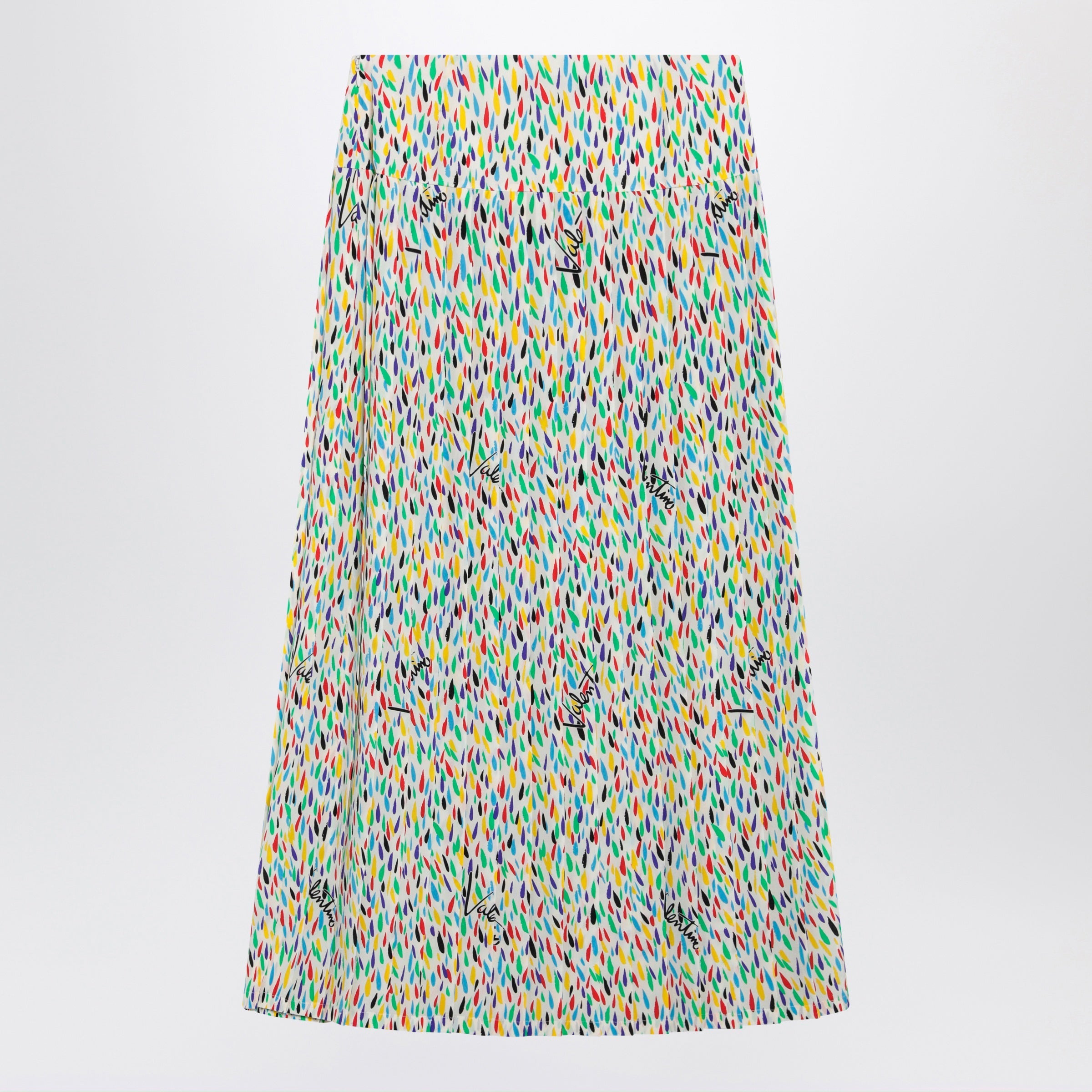 Valentino Multicolored Pleated Silk Midi Skirt Women