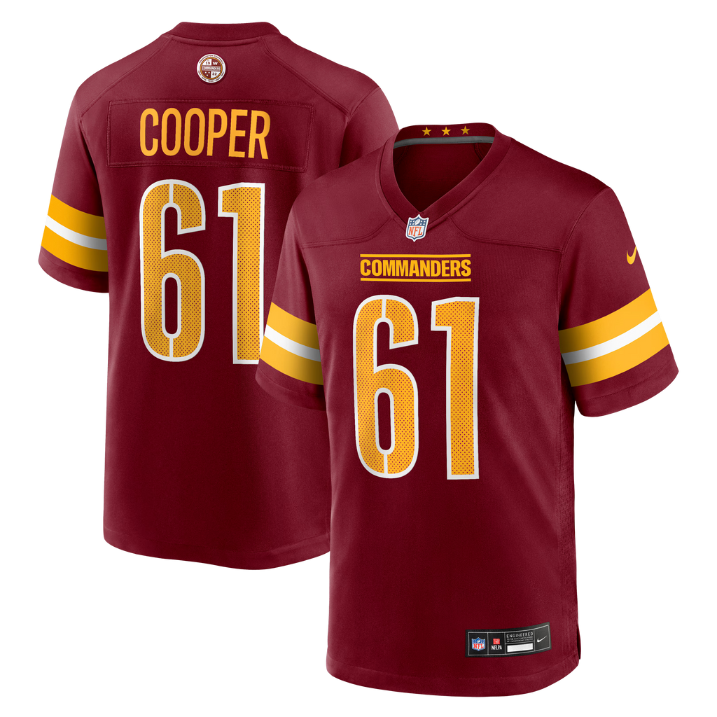 Washington Commanders Tyler Cooper Burgundy Team Game Jersey