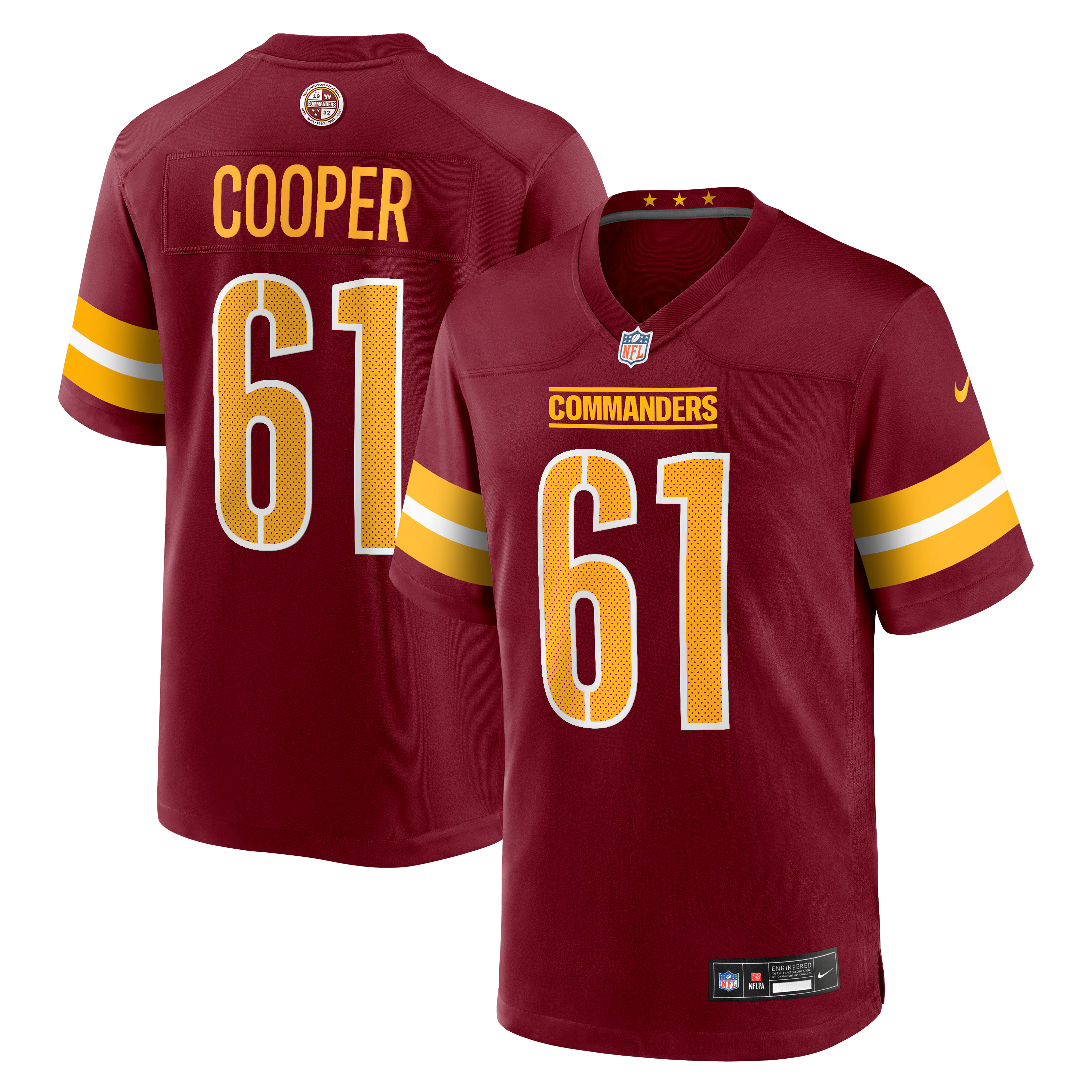 Washington Commanders Tyler Cooper Burgundy Team Game Jersey