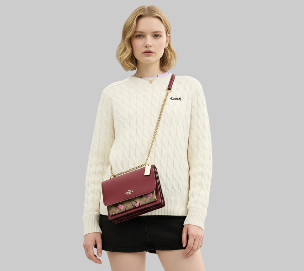 NWT Coach Klare Medium Crossbody in Signature Canvas with Cherry Print