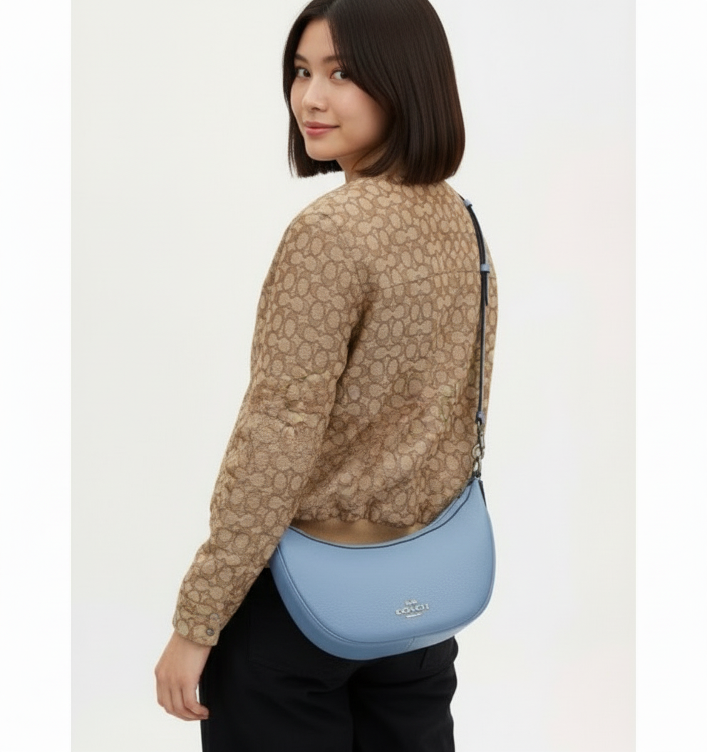 NWT Coach Aria Shoulder Leather Crossbody Bag In Light Blue