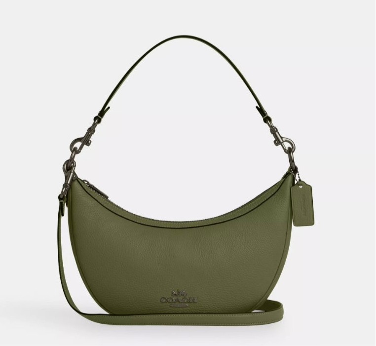 NWT Coach Aria Shoulder Leather Handbag In Military Green