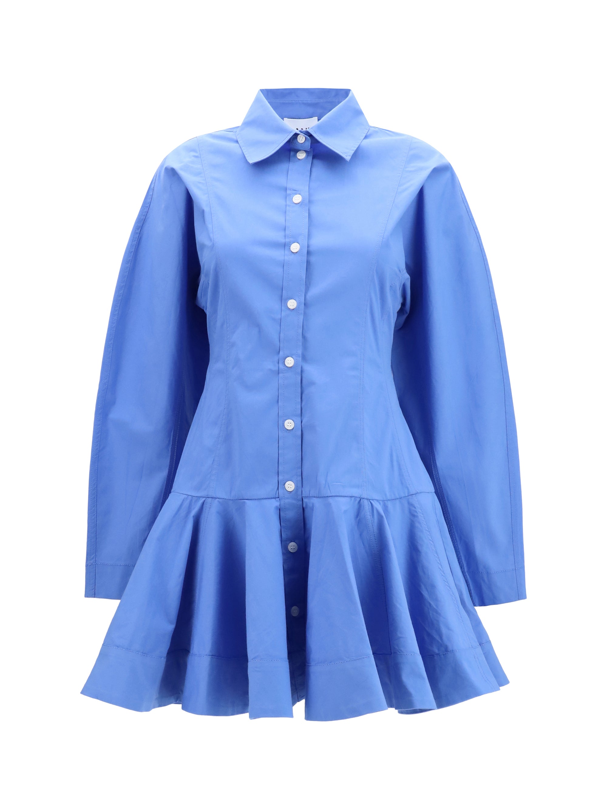 Ganni Women Cotton Shirt Dress With Balloon Skirt