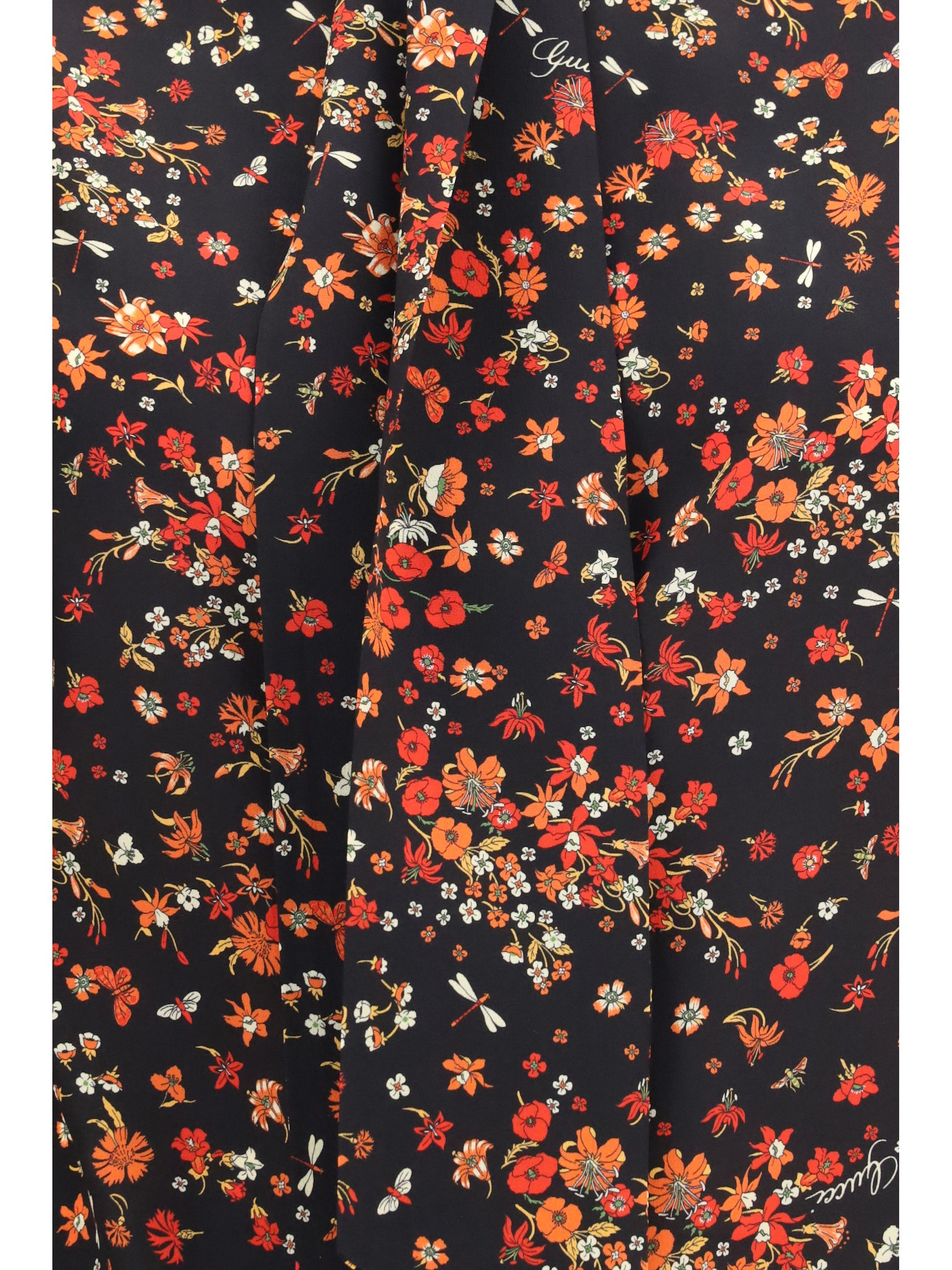 Gucci Women Silk Flora Print Shirt With Neck Bow