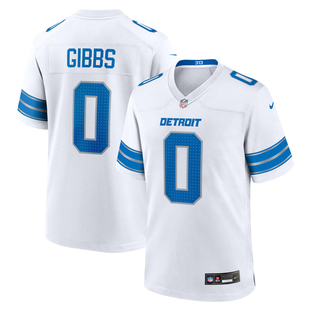 Detroit Lions Jahmyr Gibbs White Game Player Jersey
