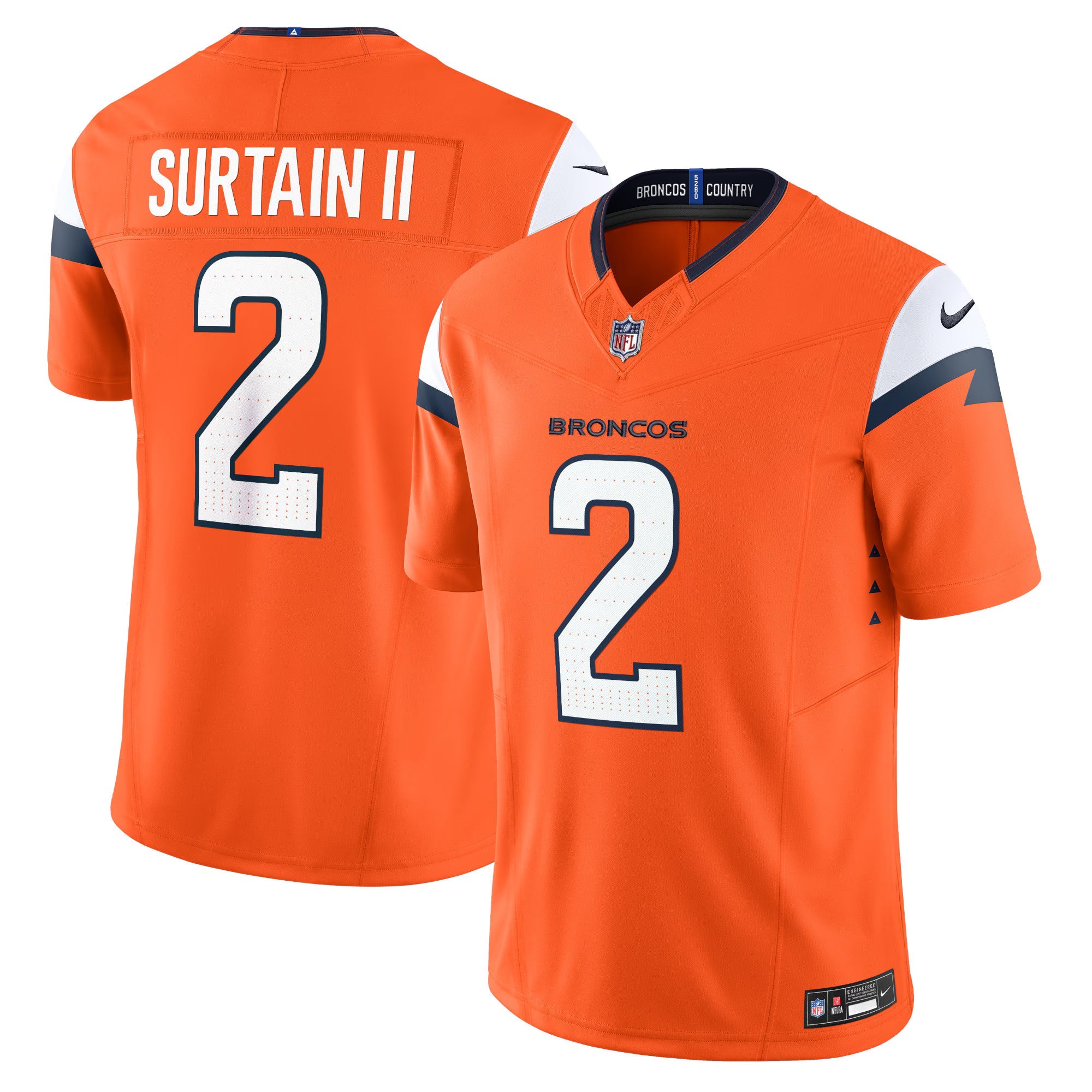 Denver Broncos Patrick Surtain II Orange Mile High Collection Vapor F.U.S.E. Limited Jersey