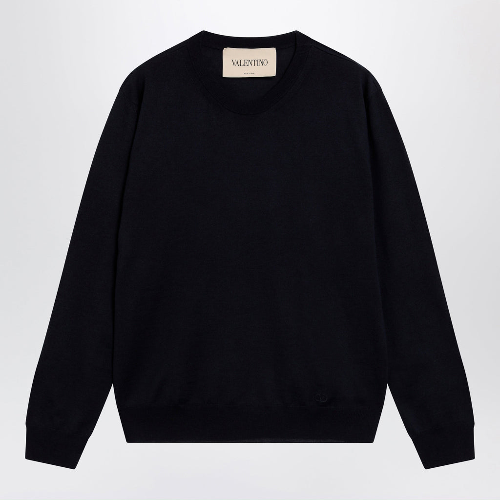 Valentino Navy Blue Wool Crewneck Sweater Men
