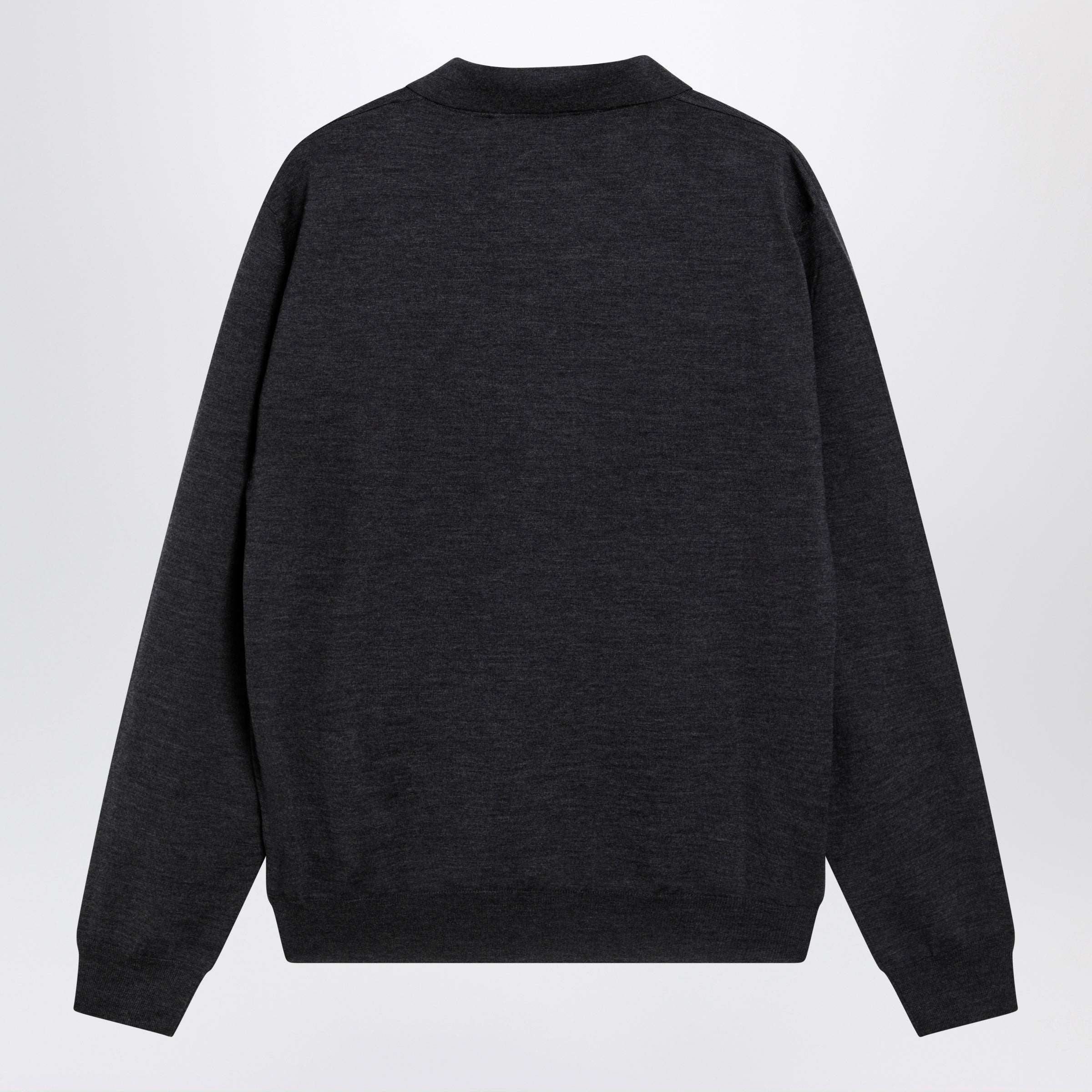 Valentino Wool Polo Shirt With Vlogo Embroidery In Anthracite Men
