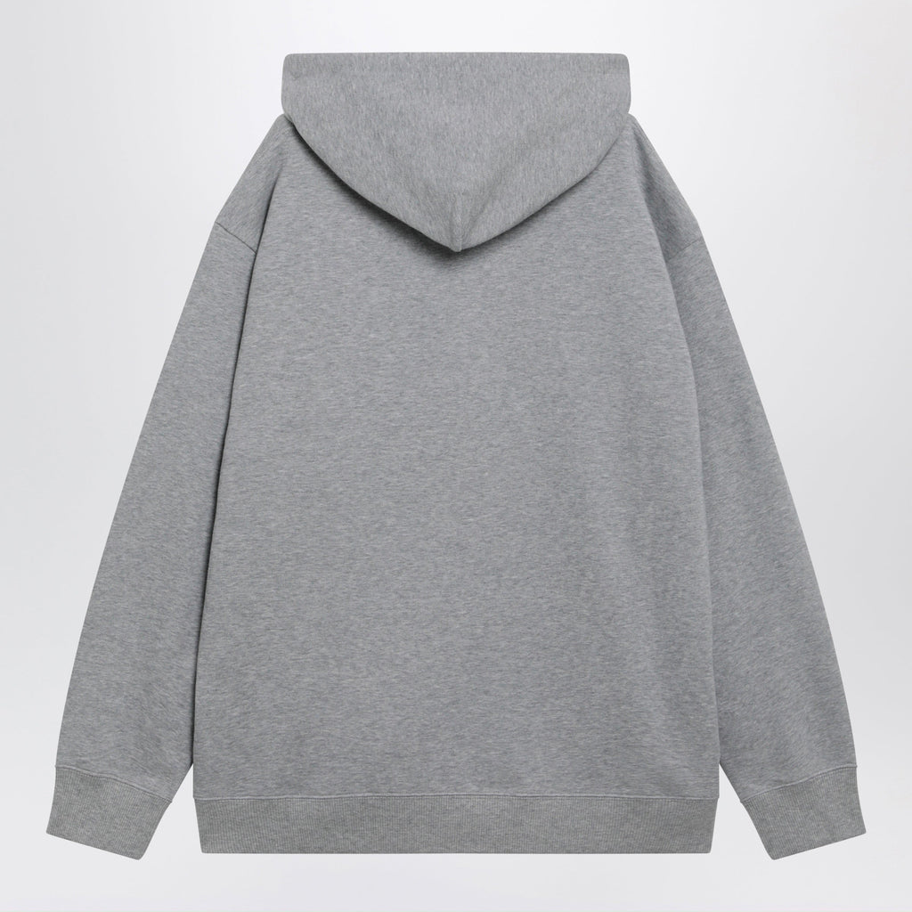 Valentino Melange Gray Hoodie With Vlogo Embroidery Men